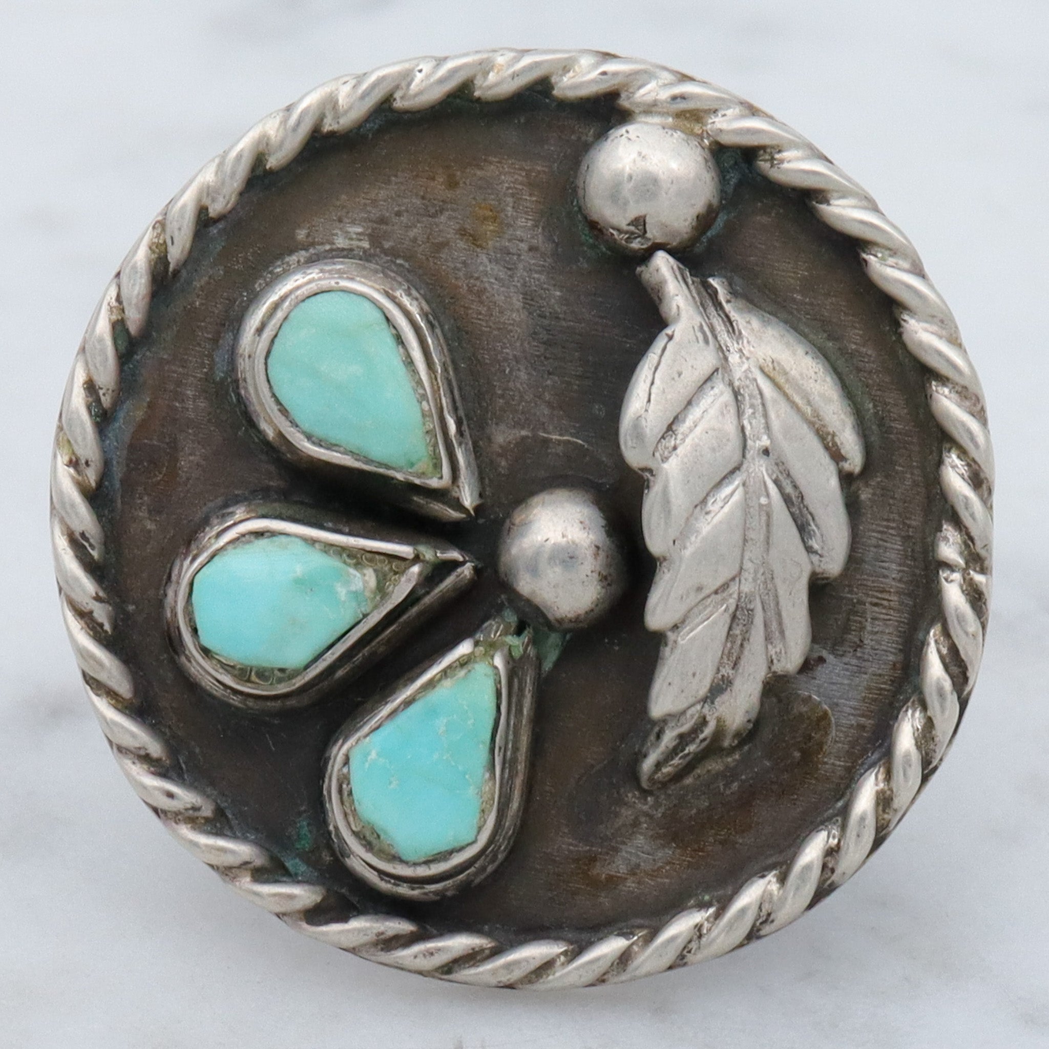 Vintage Native American sterling & turquoise ring, sz 5.75
