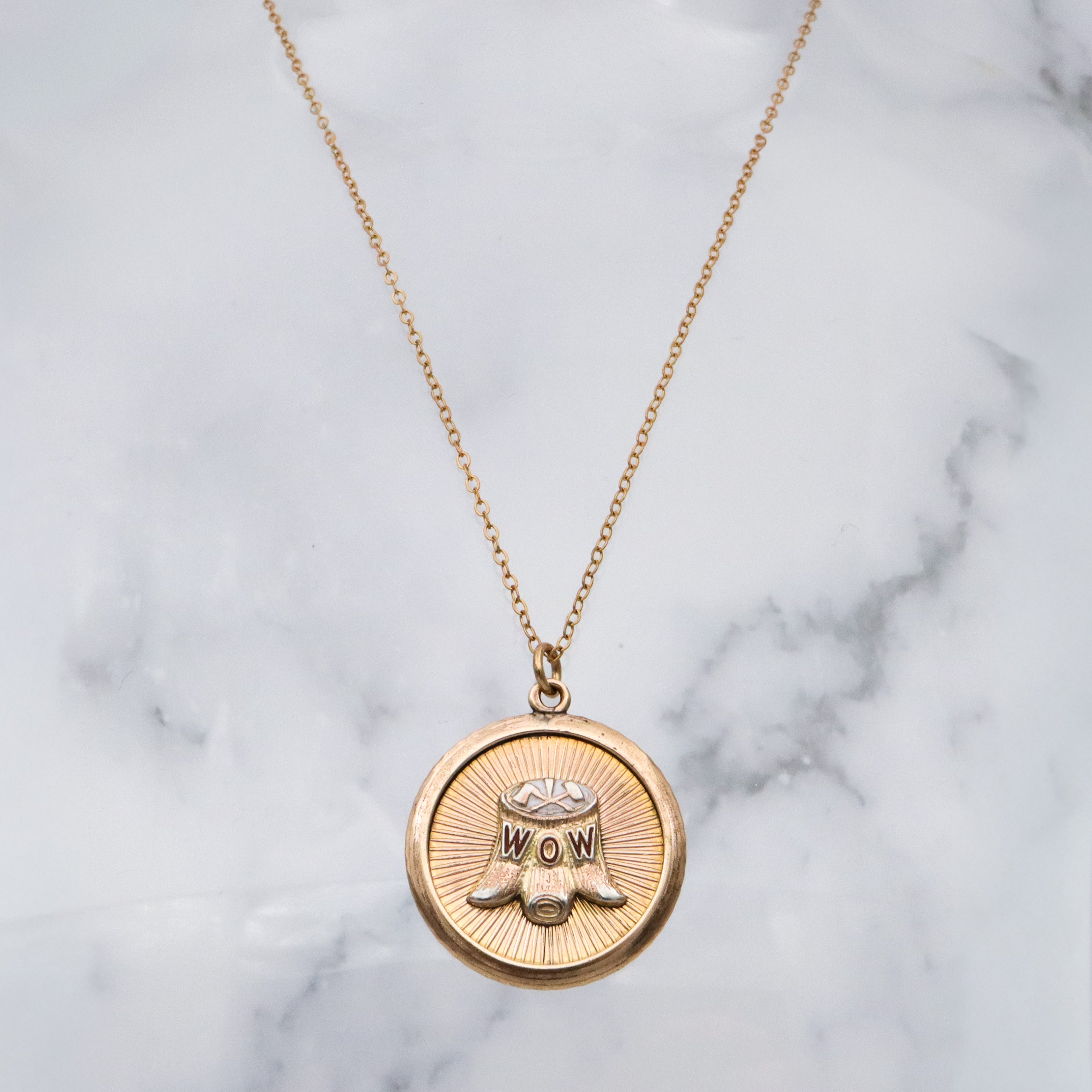 Antique Woodmen of the World - WOW - gold filled medallion pendant