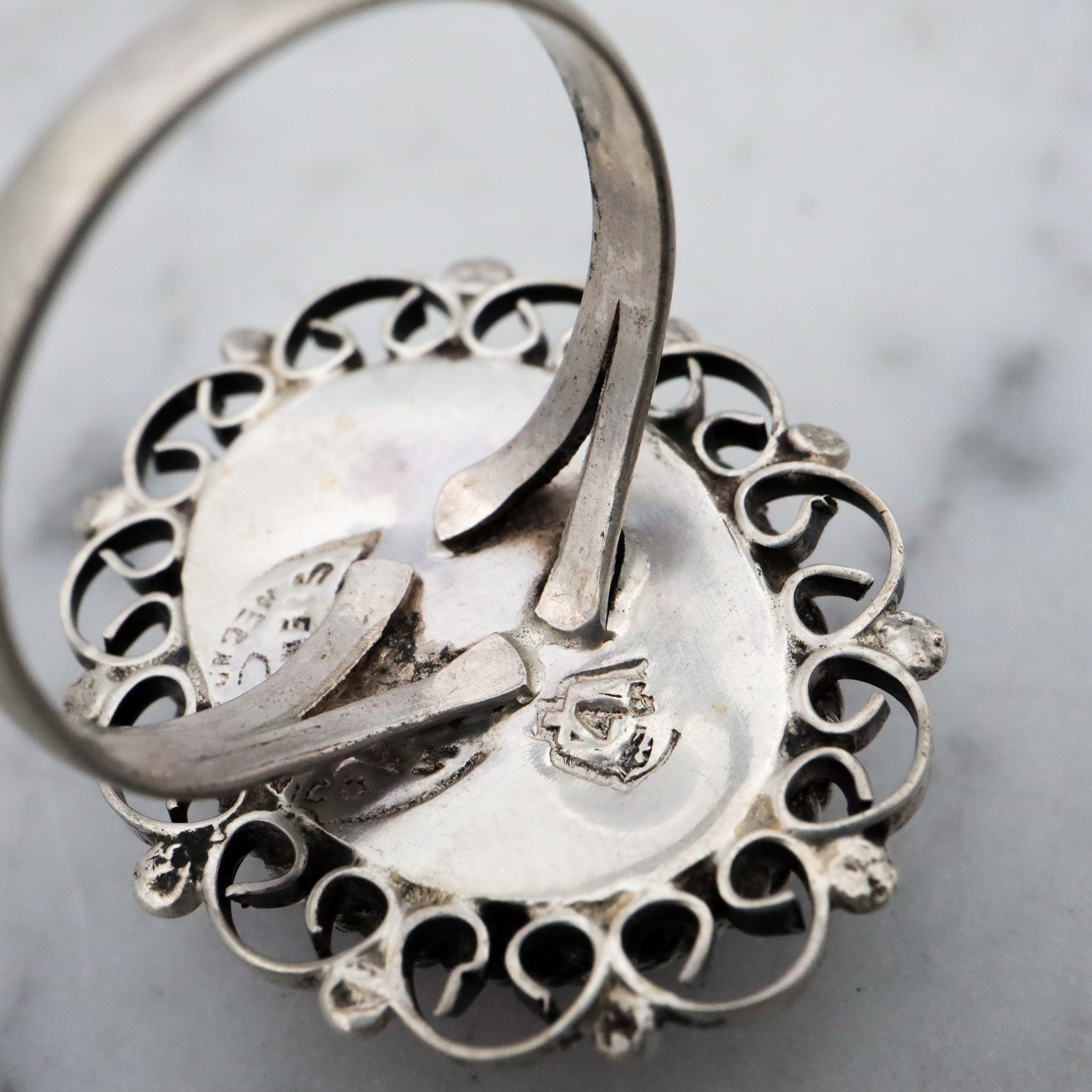 Retro Mexican sterling dragon's breath faux opal ring, size 6.5