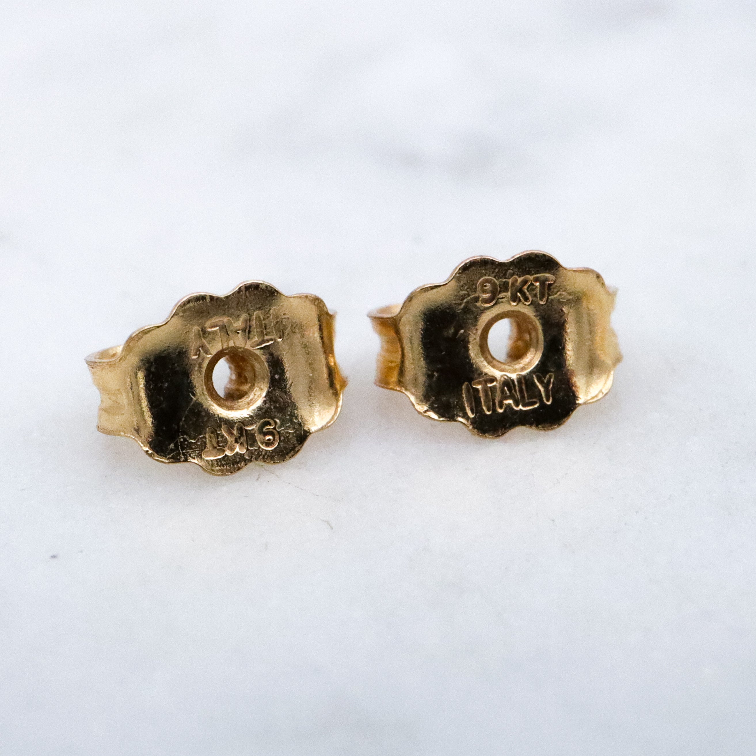 Retro modern 9k gold bar drop earrings