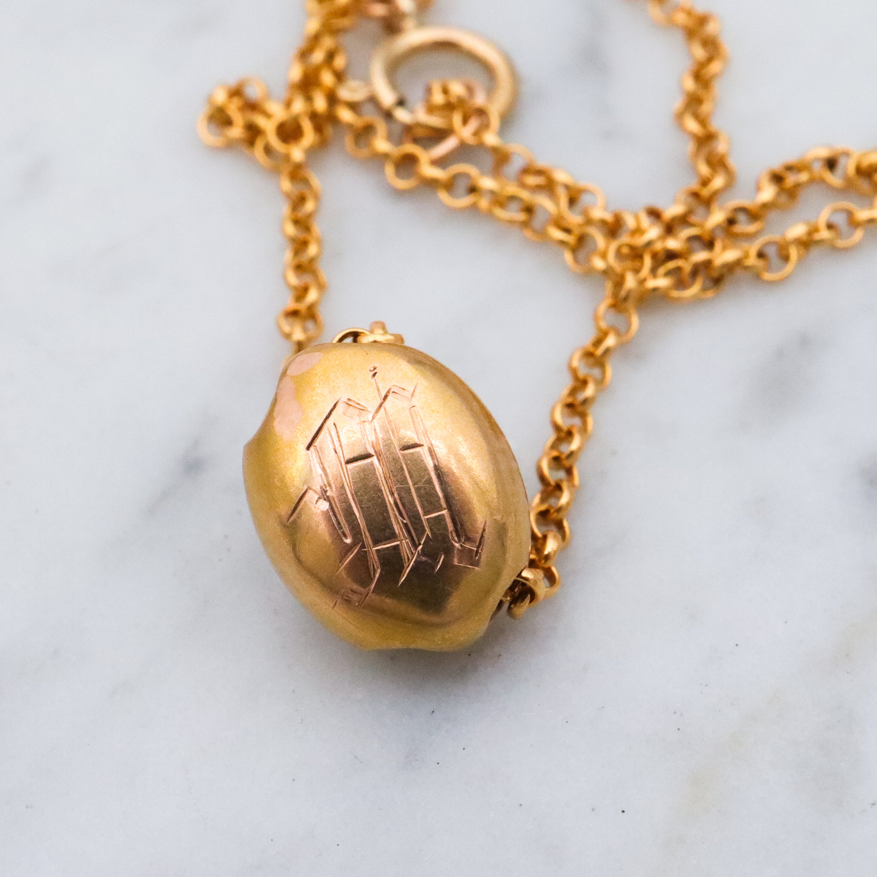 Antique Victorian 14k gold cannetille filigree slide charm necklace