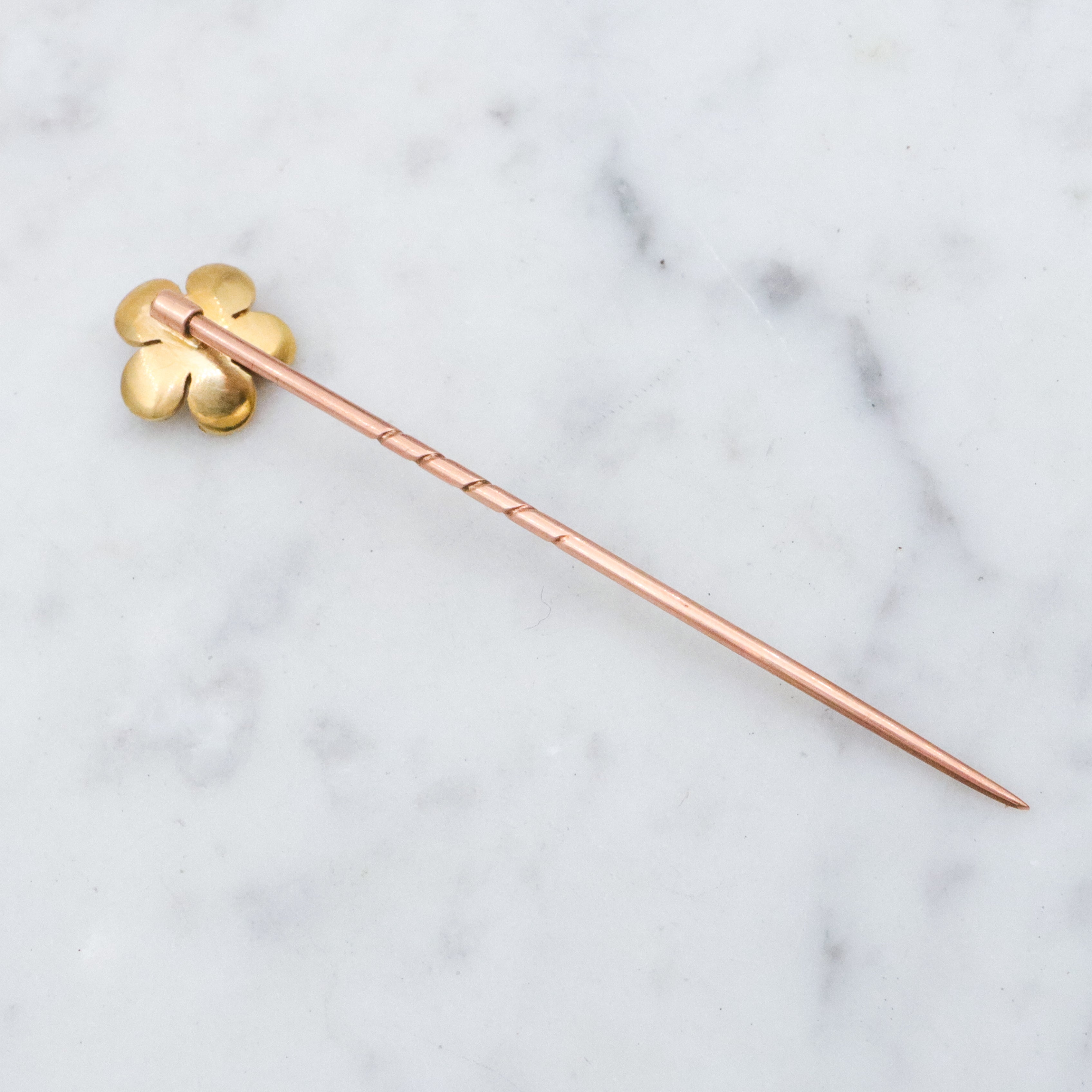 Antique Victorian 18k gold pearl flower stick pin