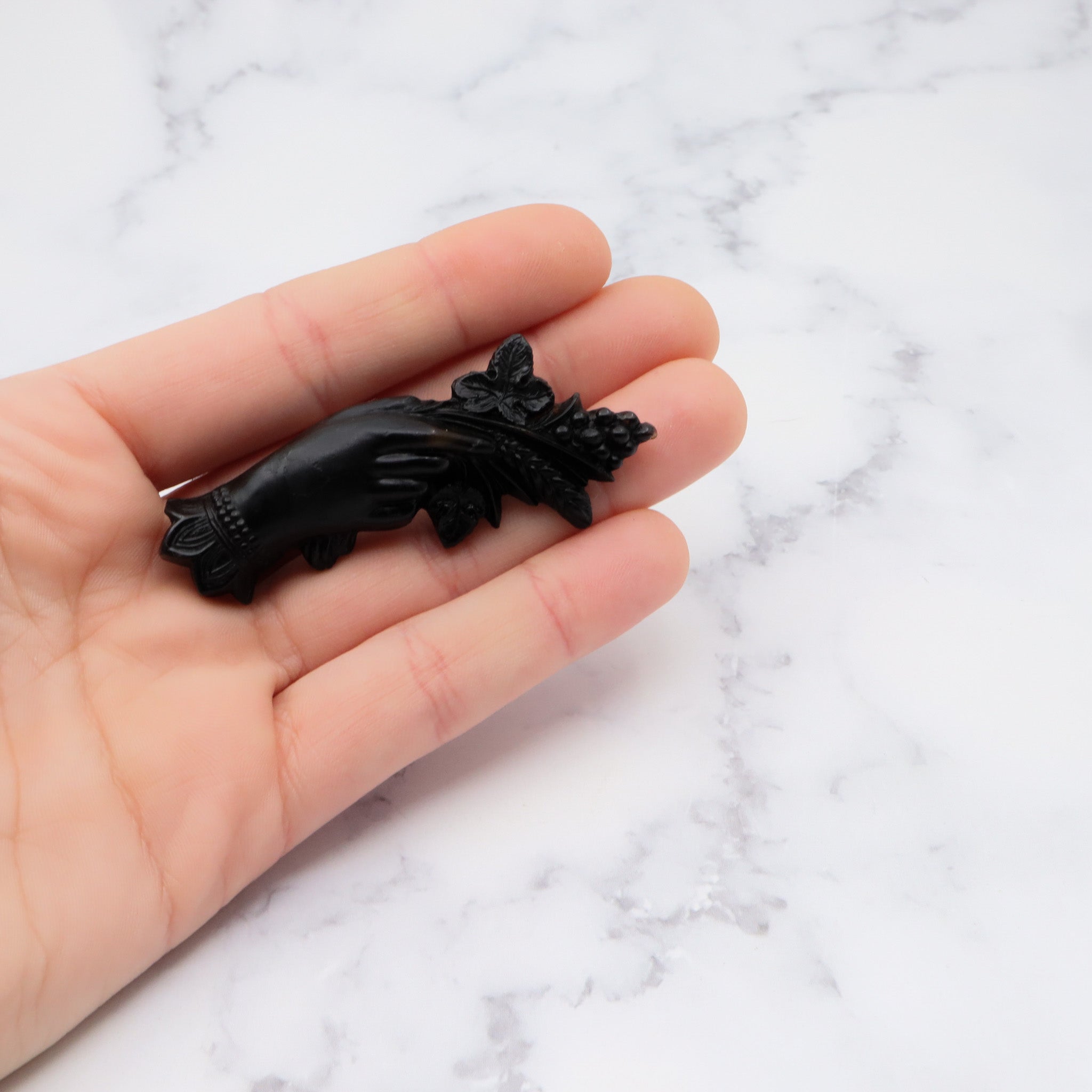 Antique victorian gutta percha love token brooch