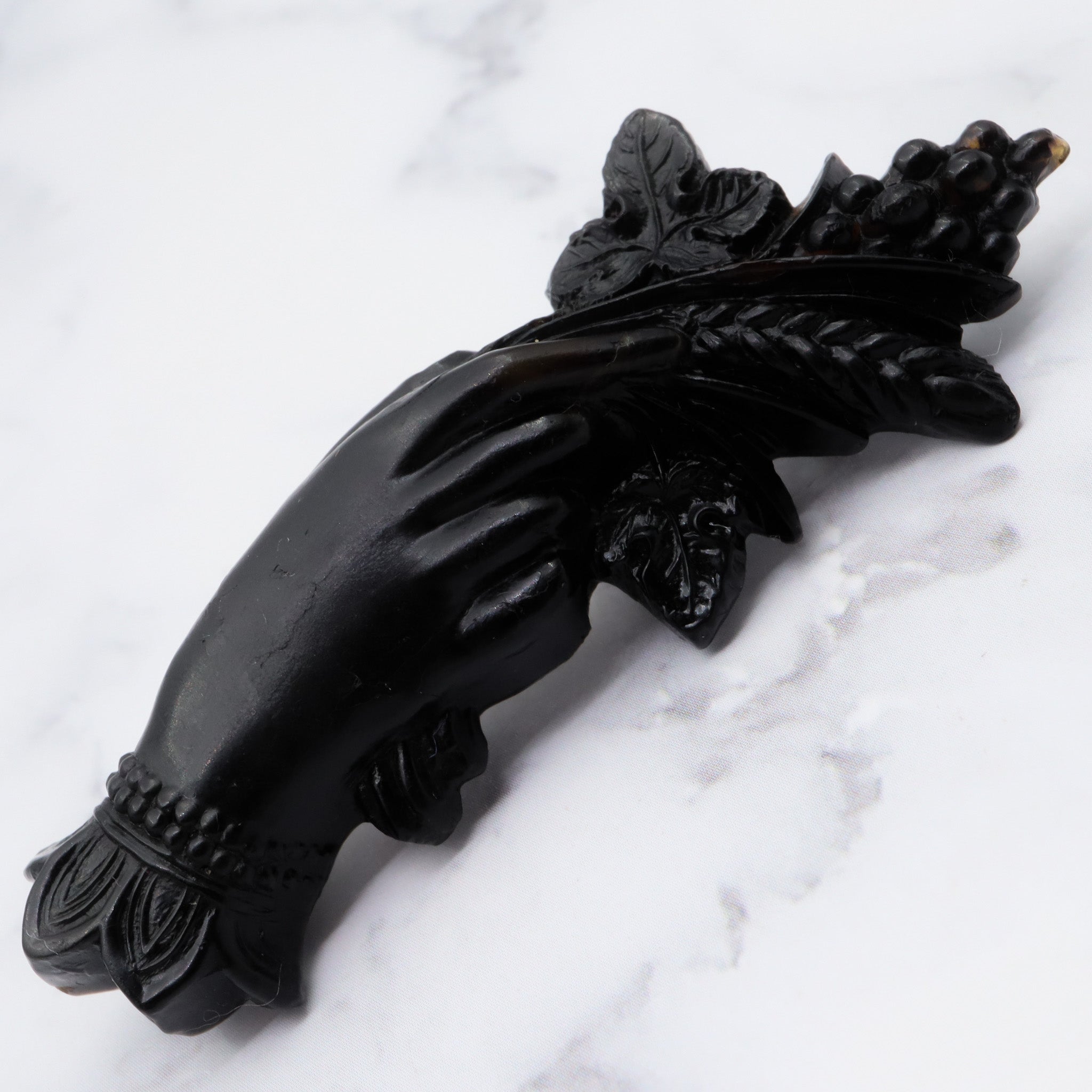 Antique victorian gutta percha love token brooch