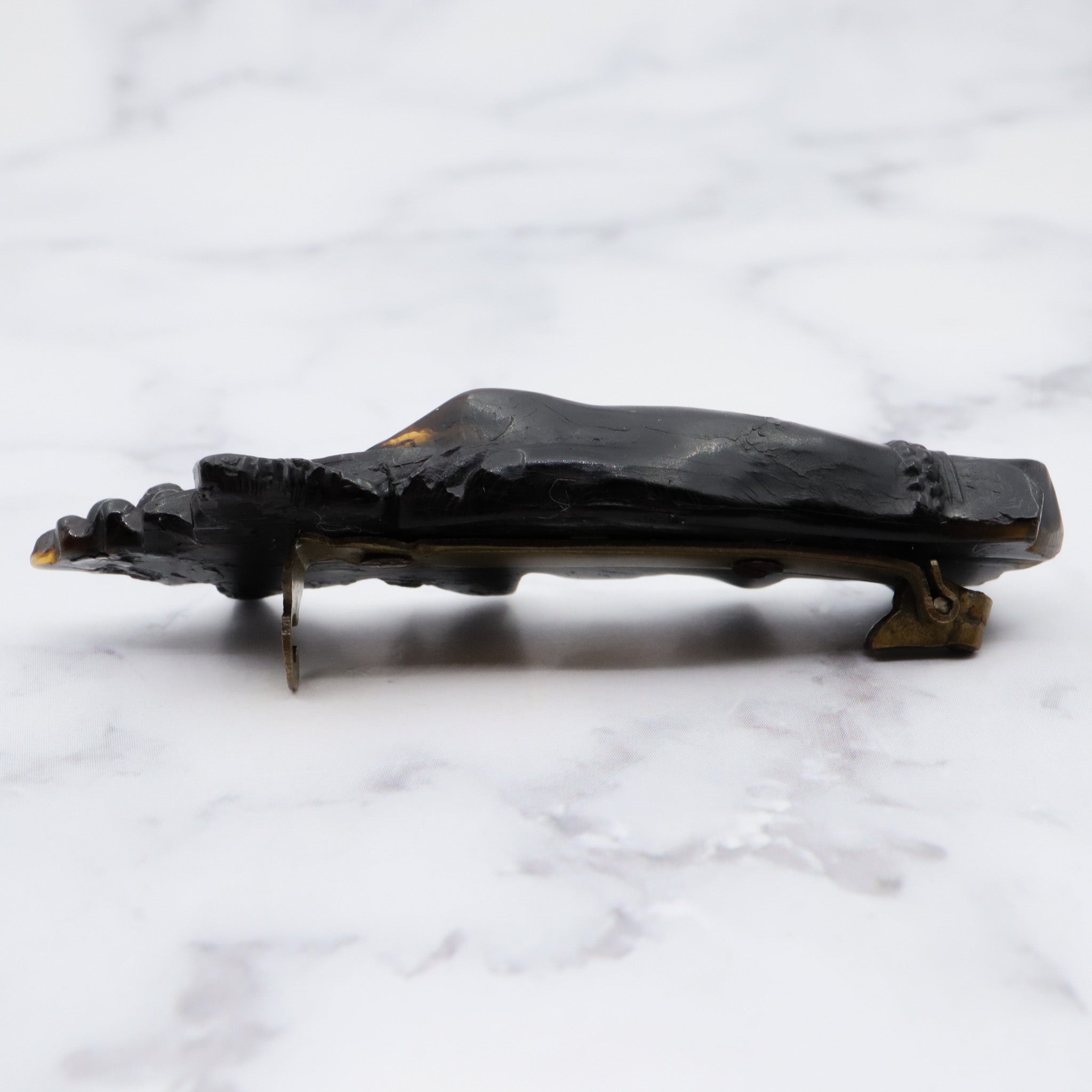 Antique victorian gutta percha love token brooch