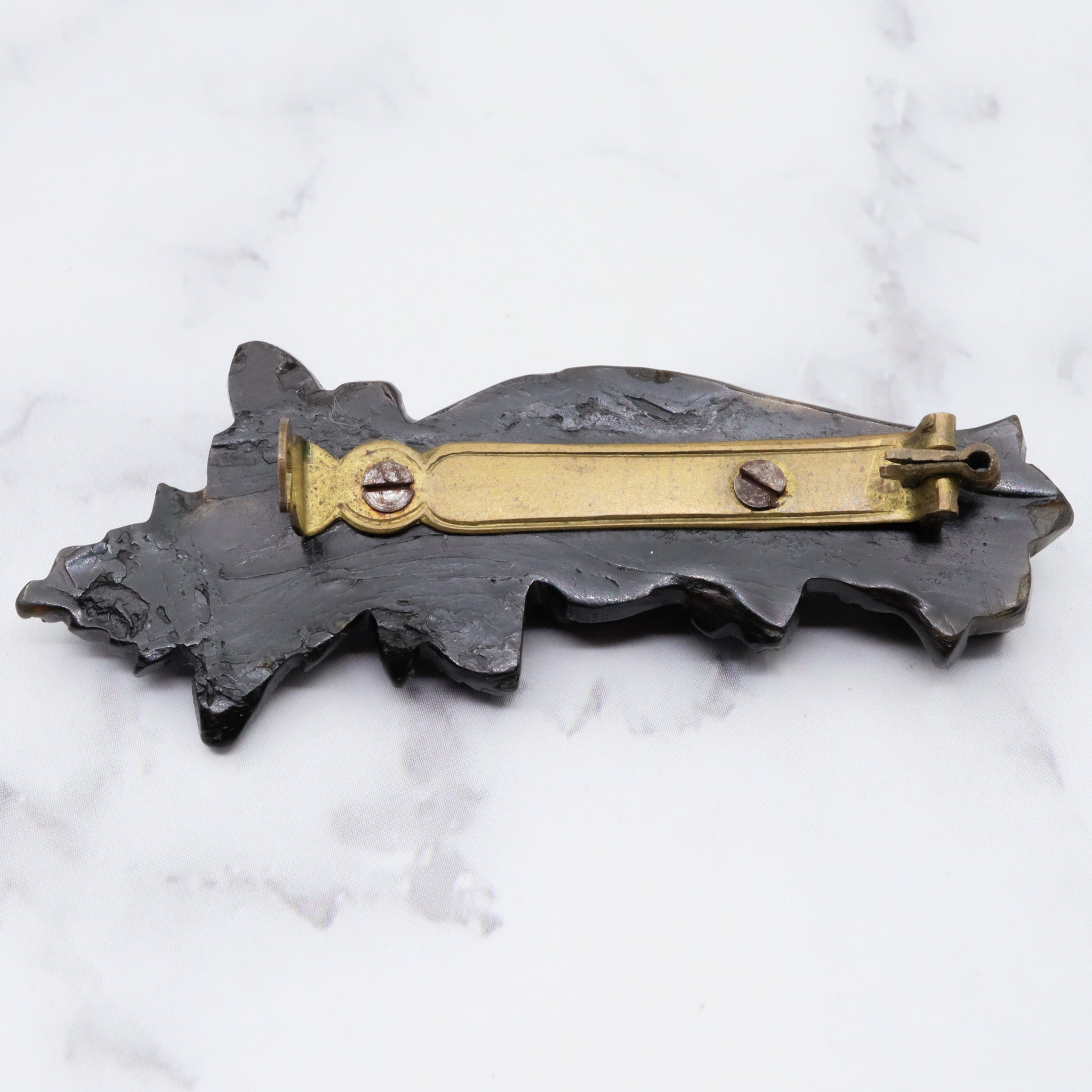 Antique victorian gutta percha love token brooch