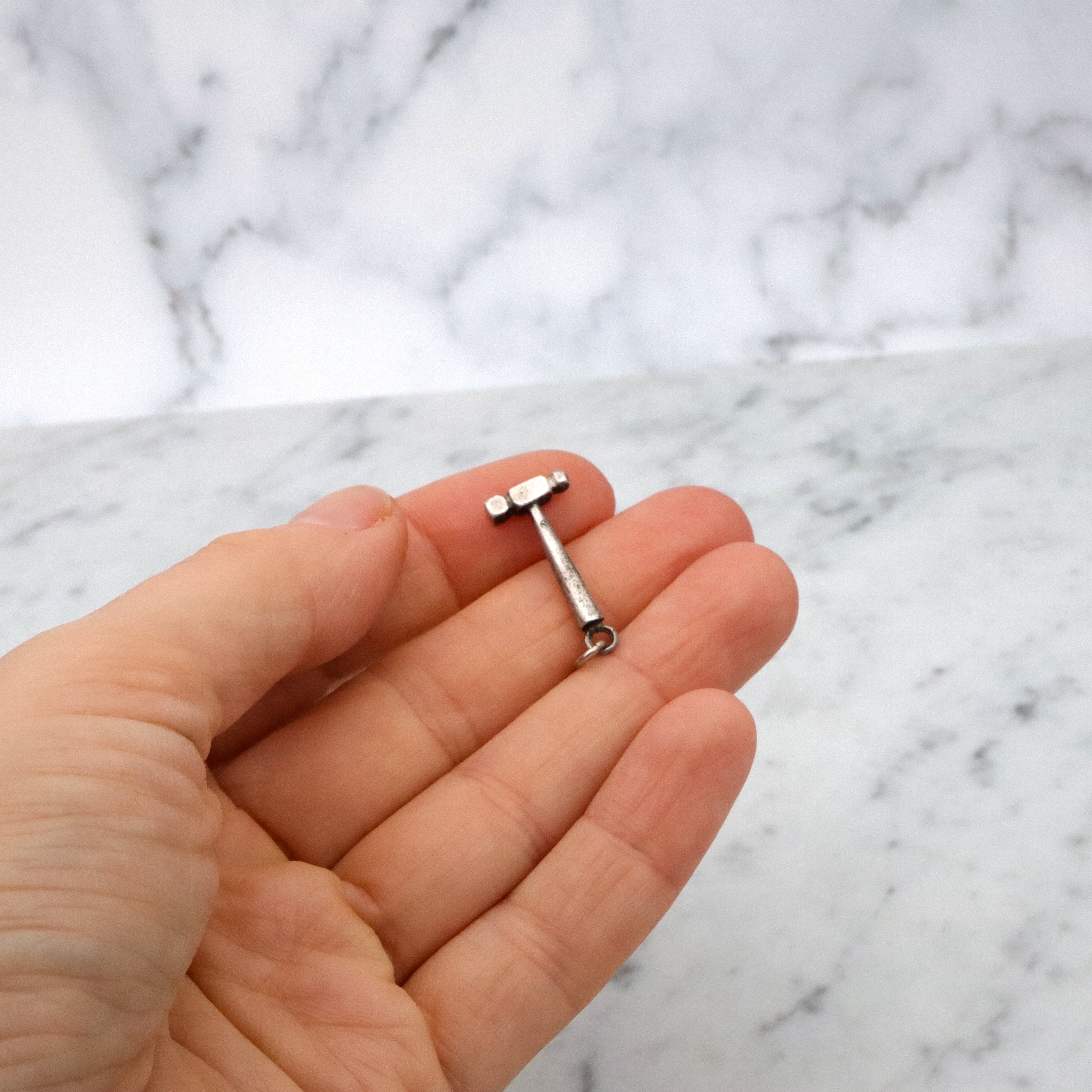 Vintage Mexican sterling miniature ball-peen hammer charm pendant