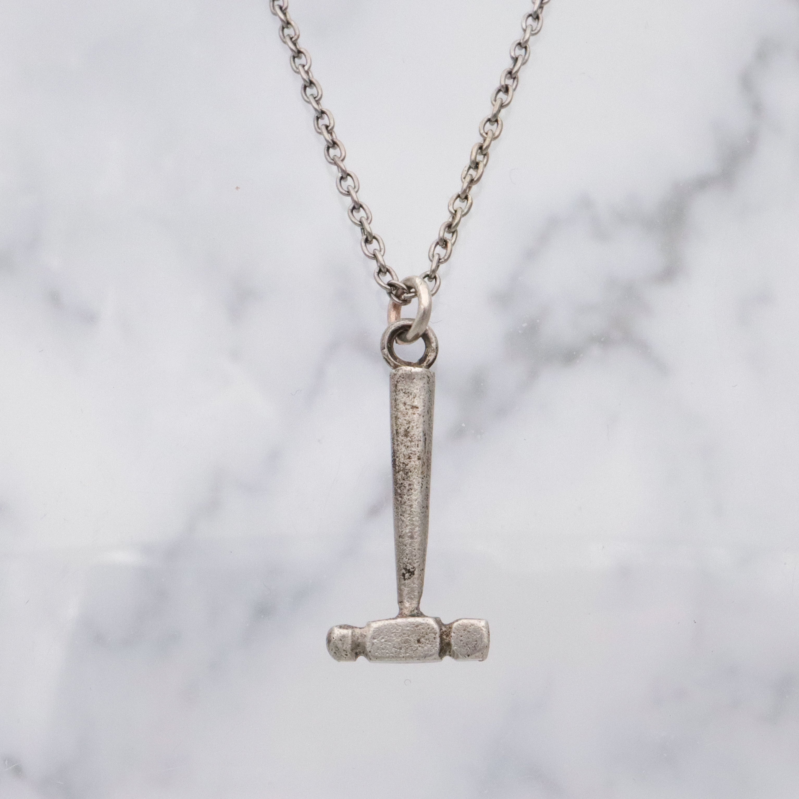 Vintage Mexican sterling miniature ball-peen hammer charm pendant