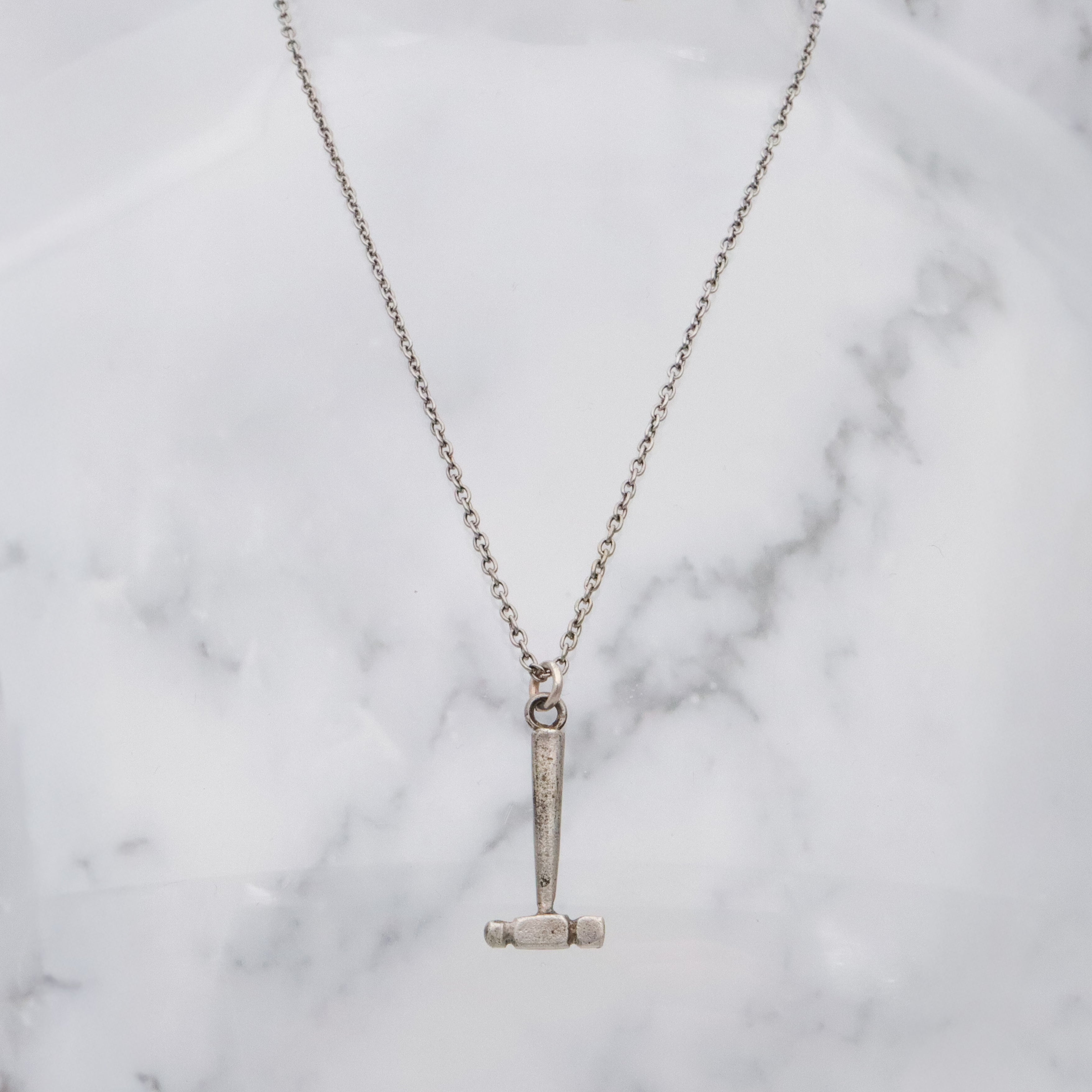 Vintage Mexican sterling miniature ball-peen hammer charm pendant