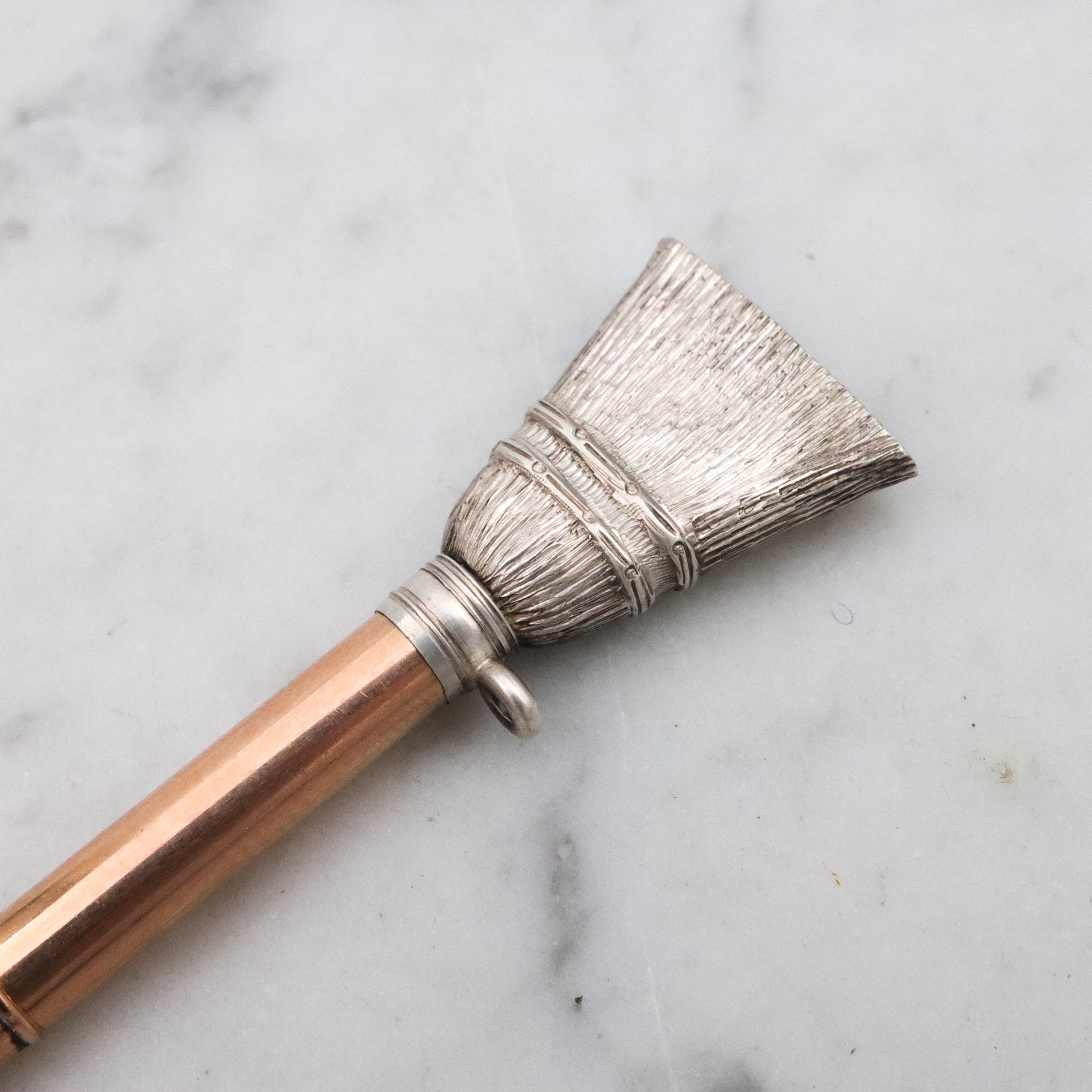 Rare Antique Victorian sterling & gold filled broom figural mechanical pencil