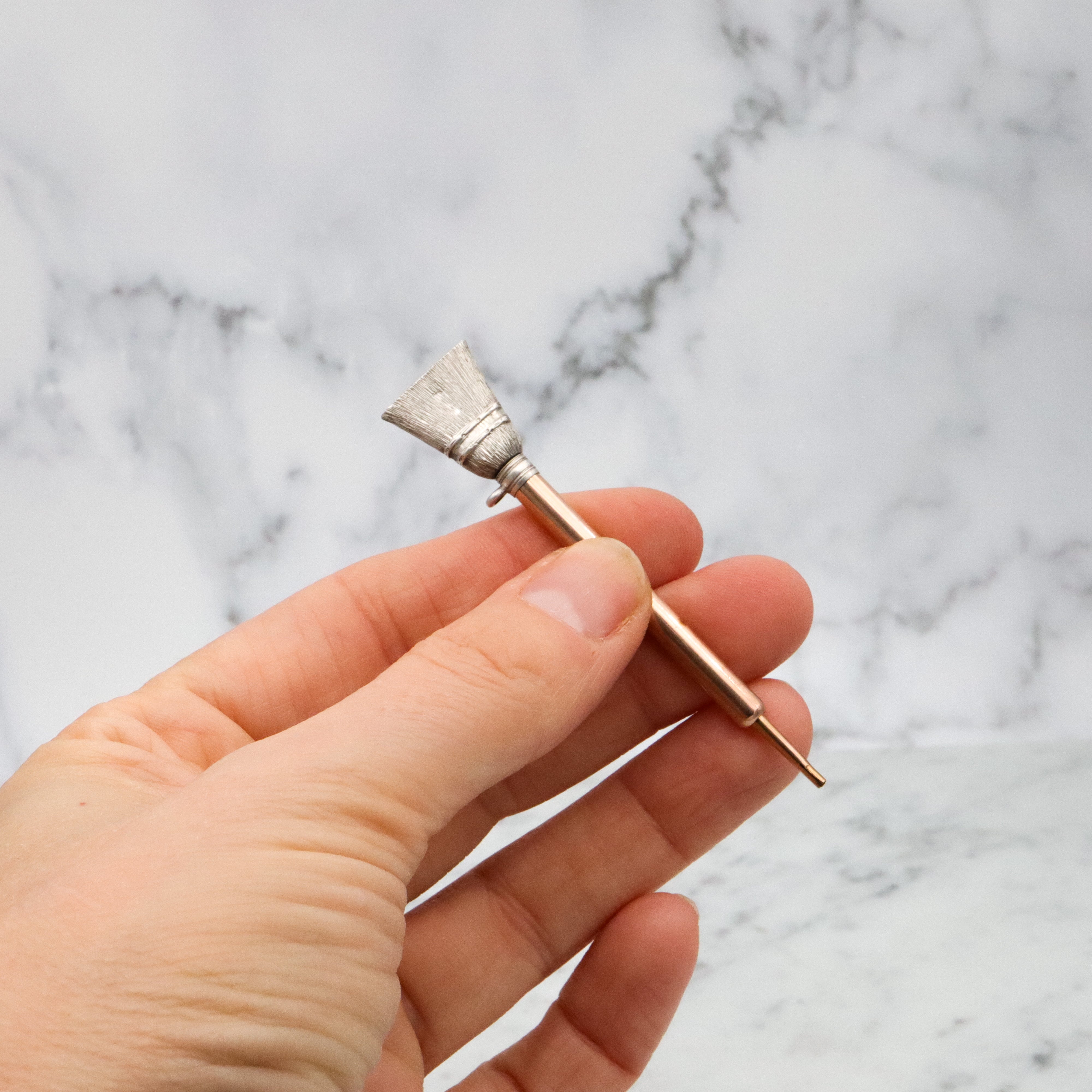 Rare Antique Victorian sterling & gold filled broom figural mechanical pencil