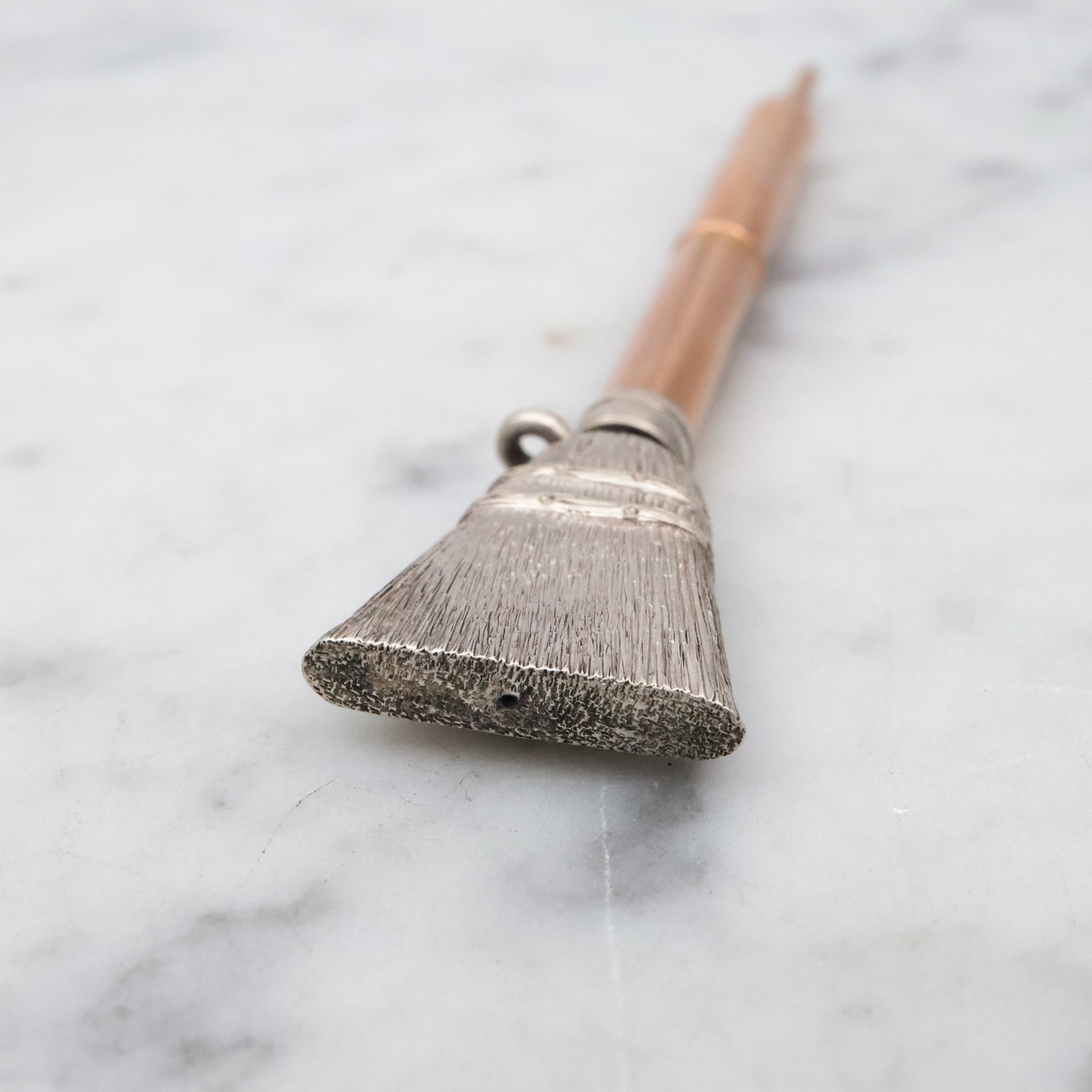 Rare Antique Victorian sterling & gold filled broom figural mechanical pencil