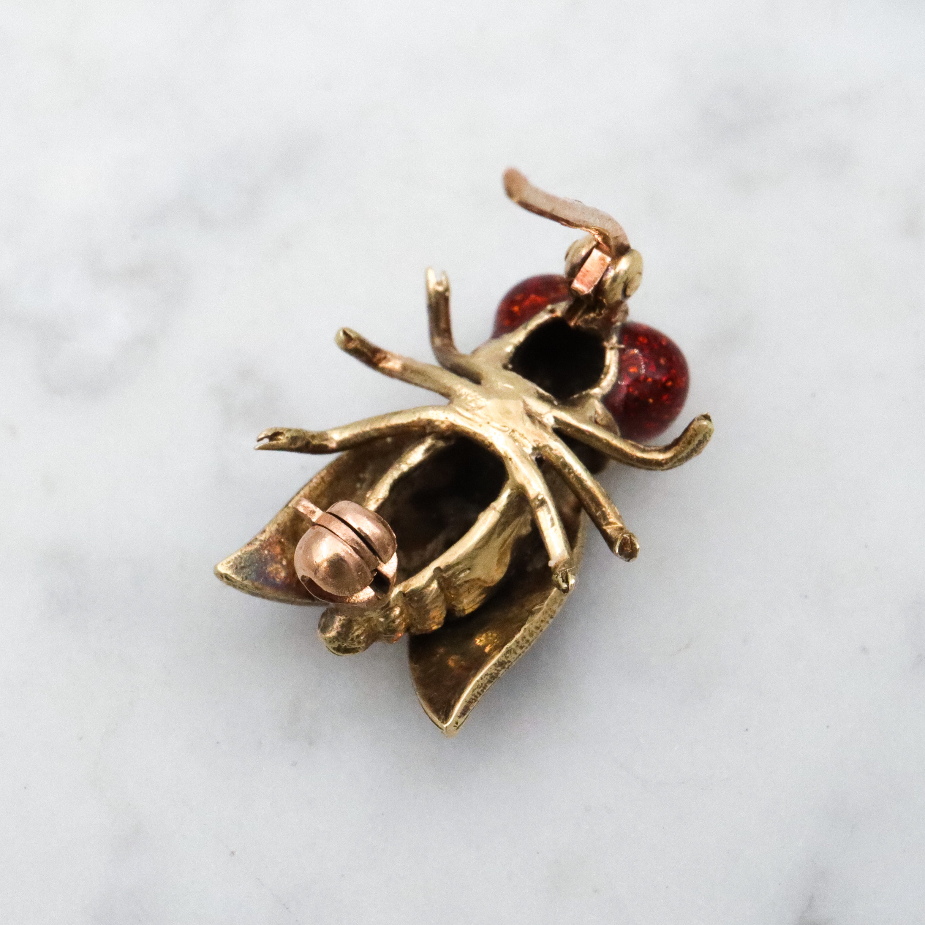 Antique 14k gold enamel fly pin