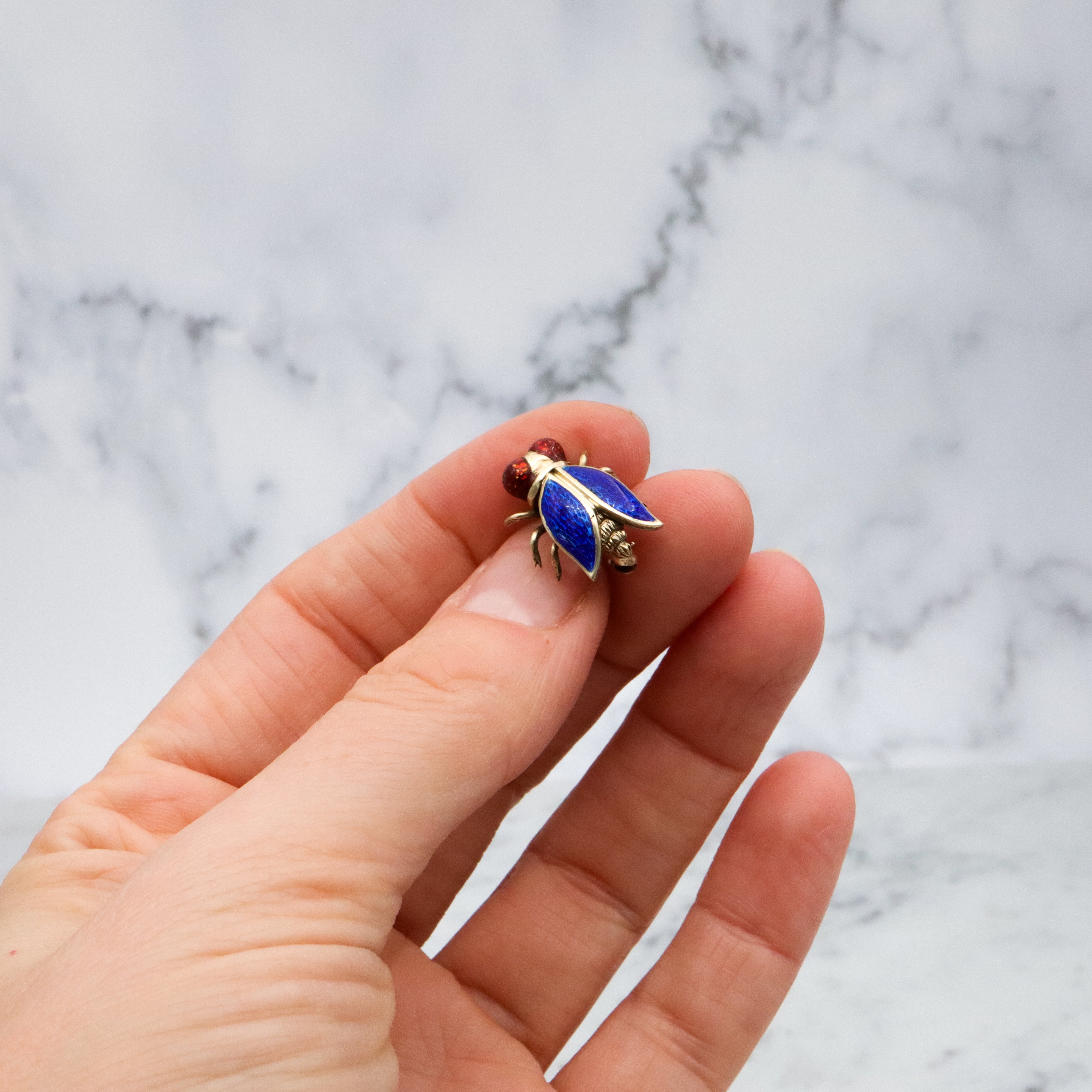 Antique 14k gold enamel fly pin