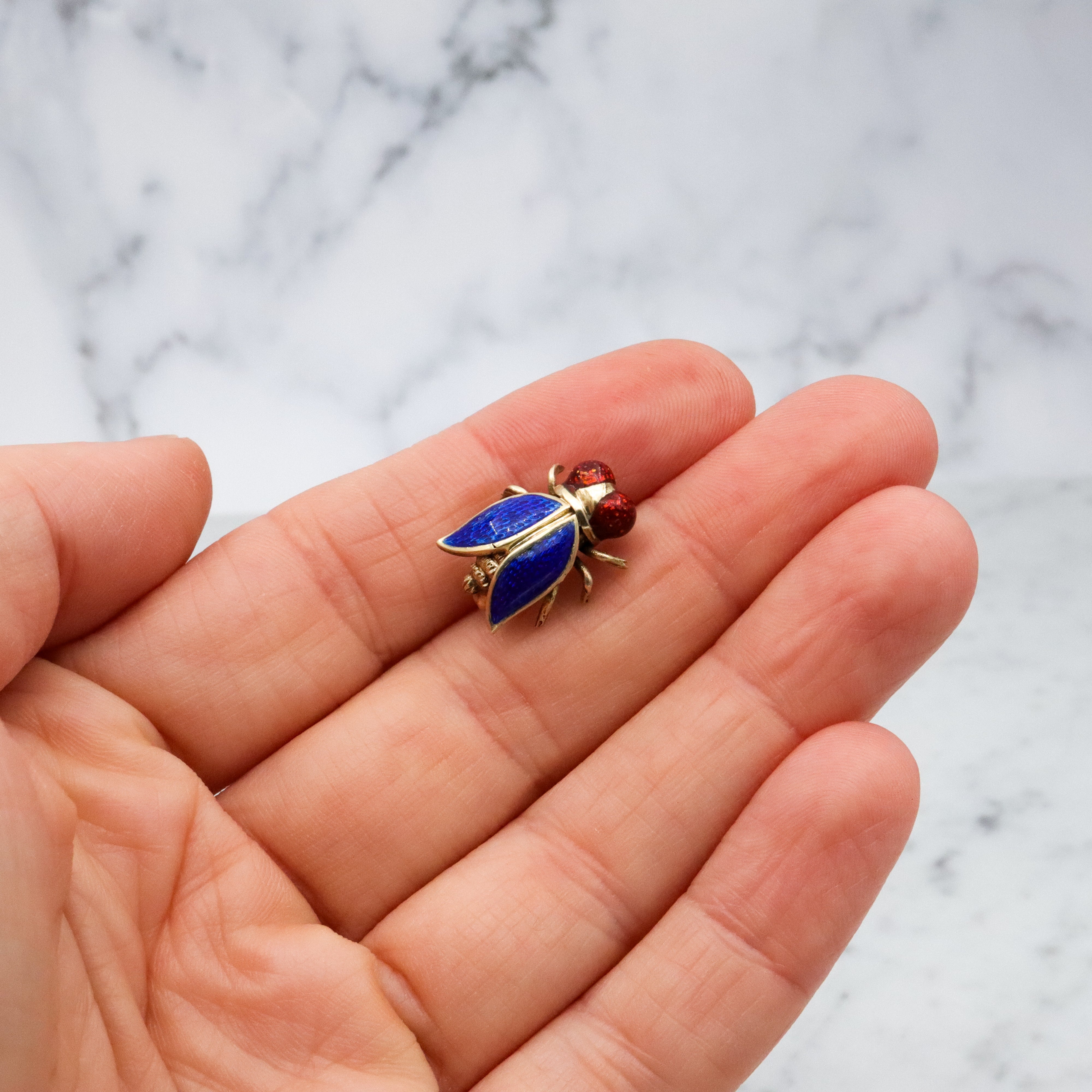 Antique 14k gold enamel fly pin