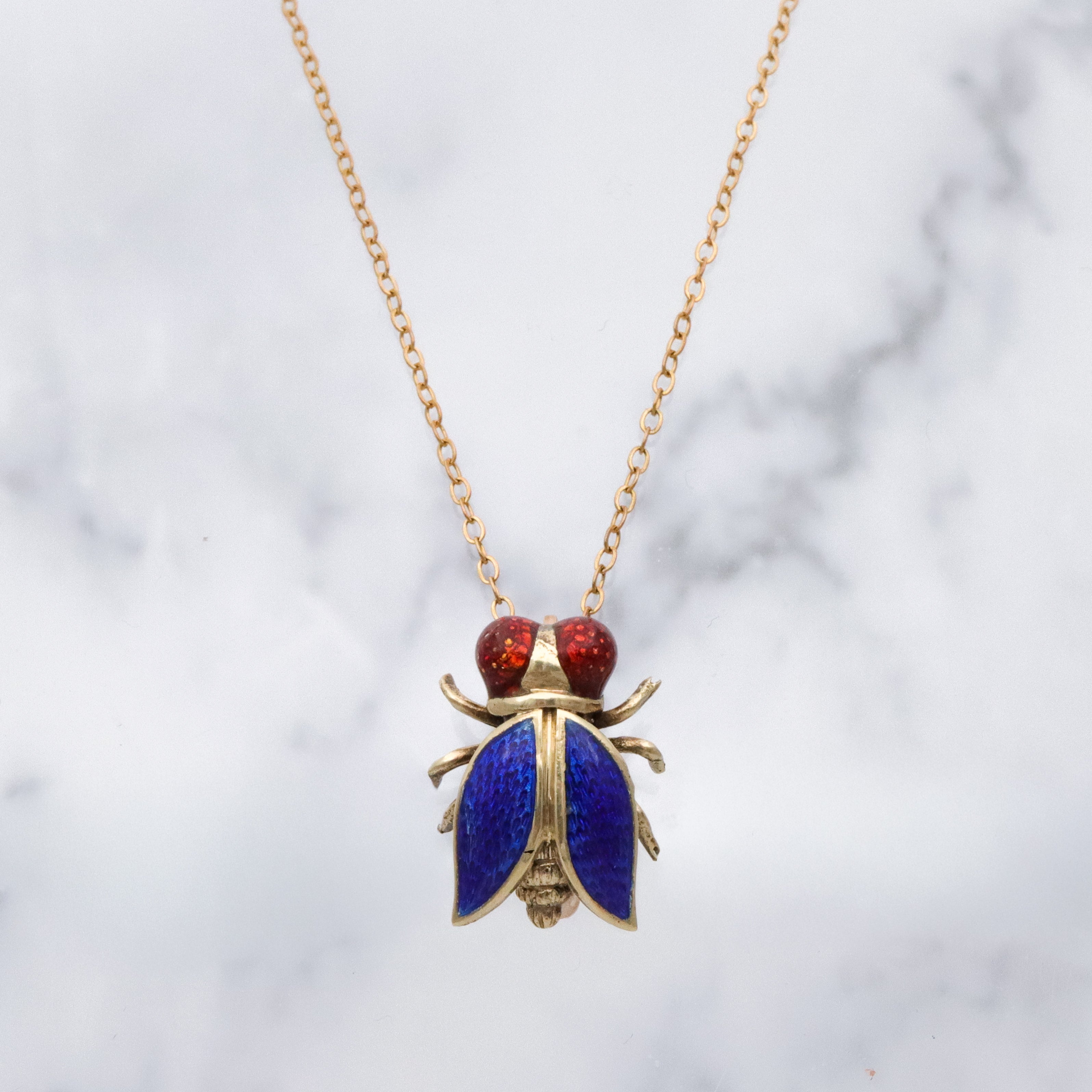 Antique 14k gold enamel fly pin