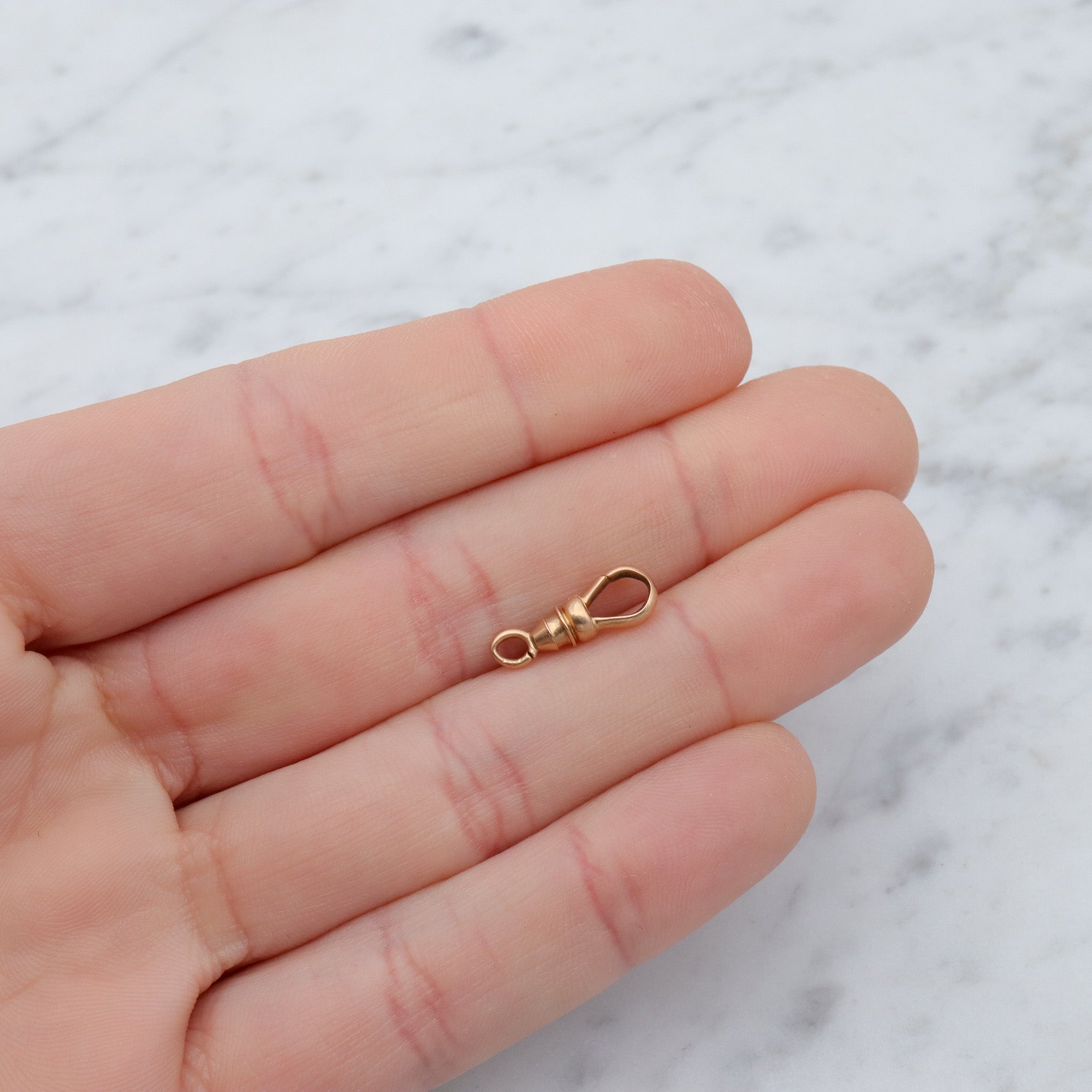 Antique Victorian petite 14k gold dog clip clasp charm holder