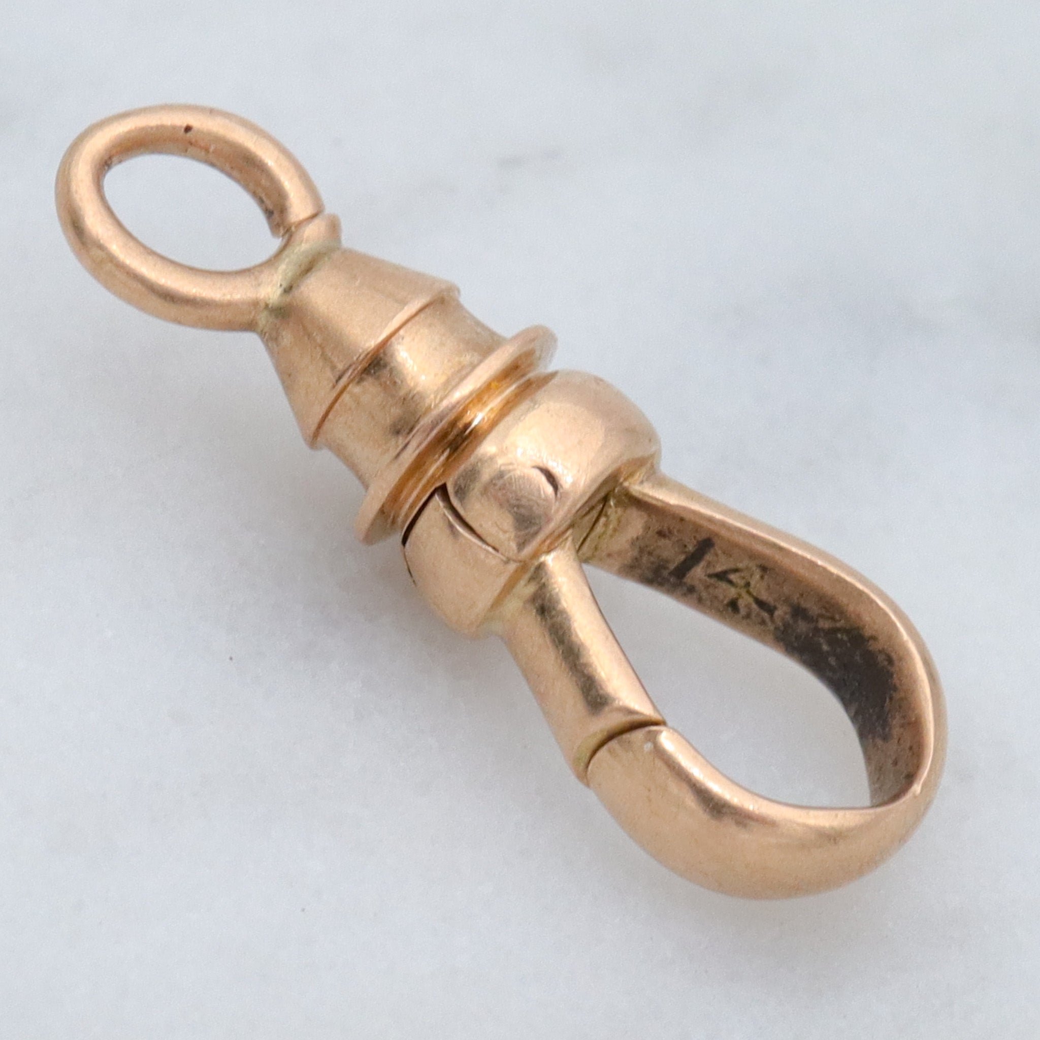 Antique Victorian petite 14k gold dog clip clasp charm holder