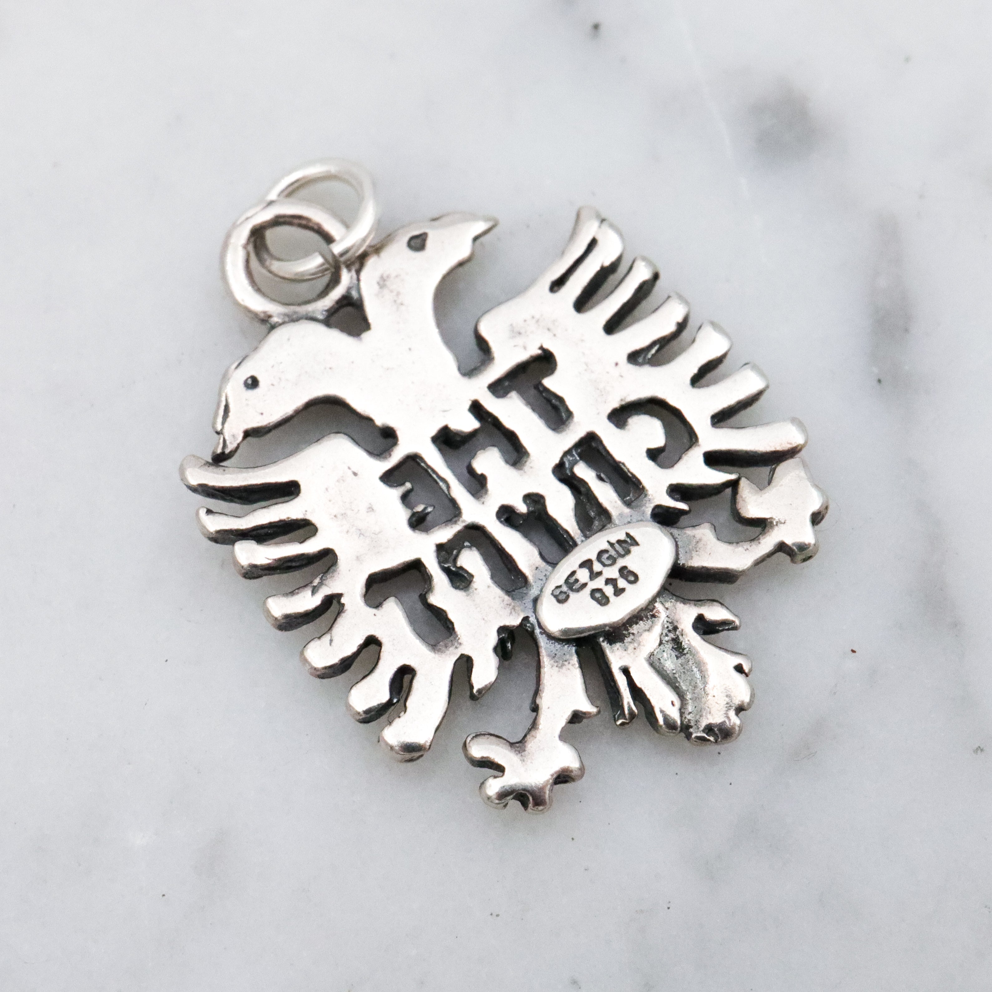 Vintage sterling "The Crypt" Seattle double headed eagle pendant