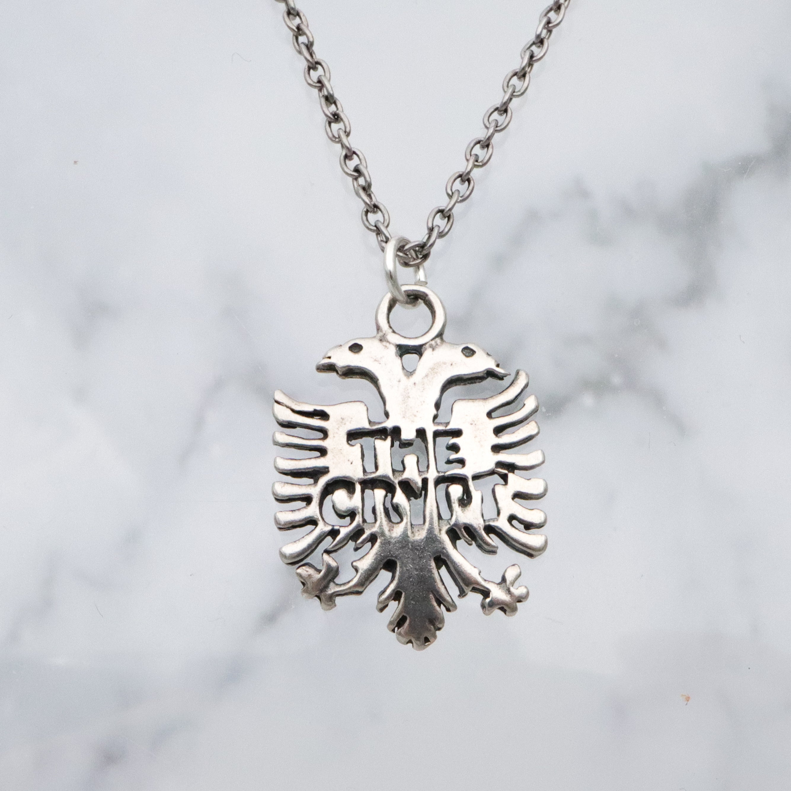 Vintage sterling "The Crypt" Seattle double headed eagle pendant