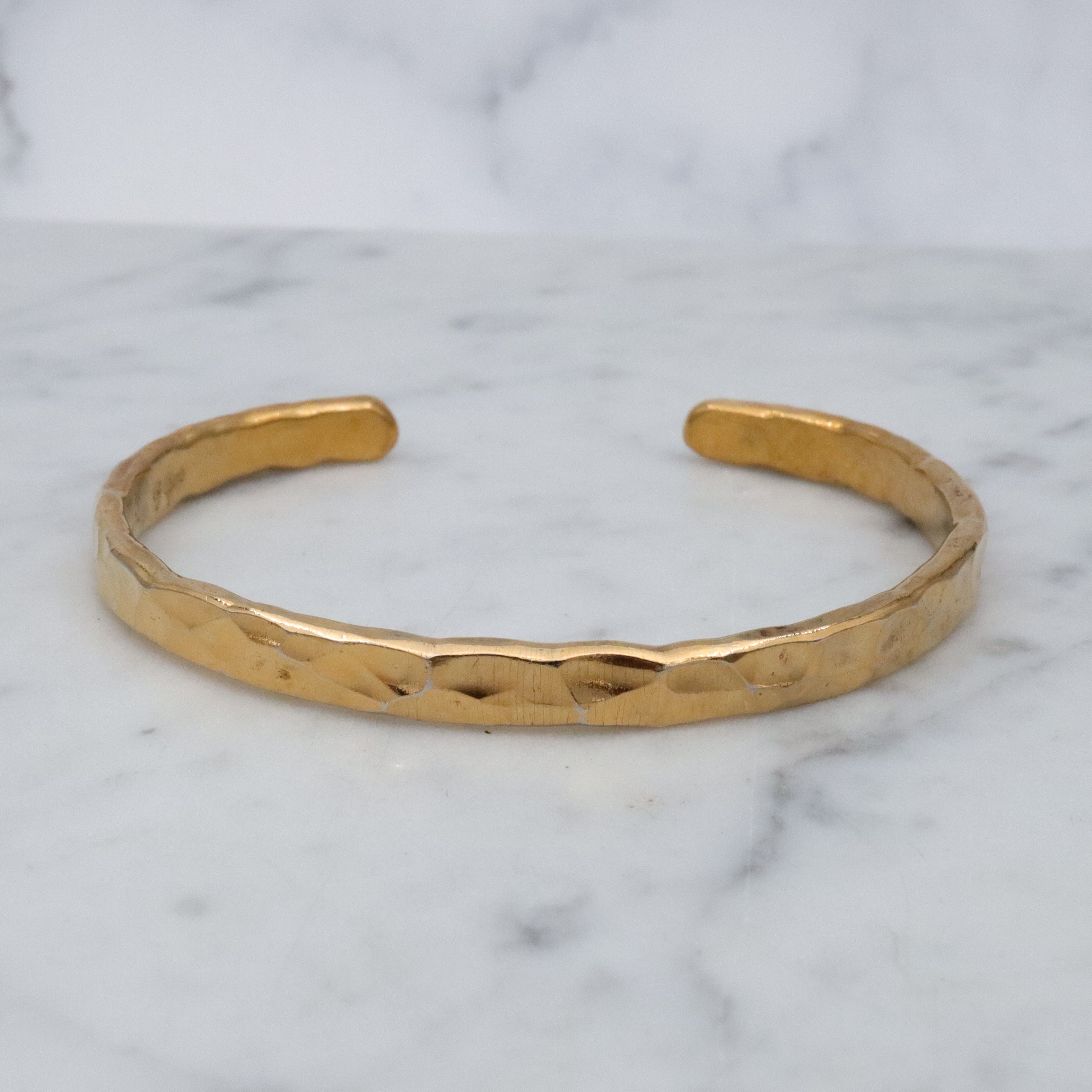 Retro handmade gold plated hammered sterling cuff bracelet