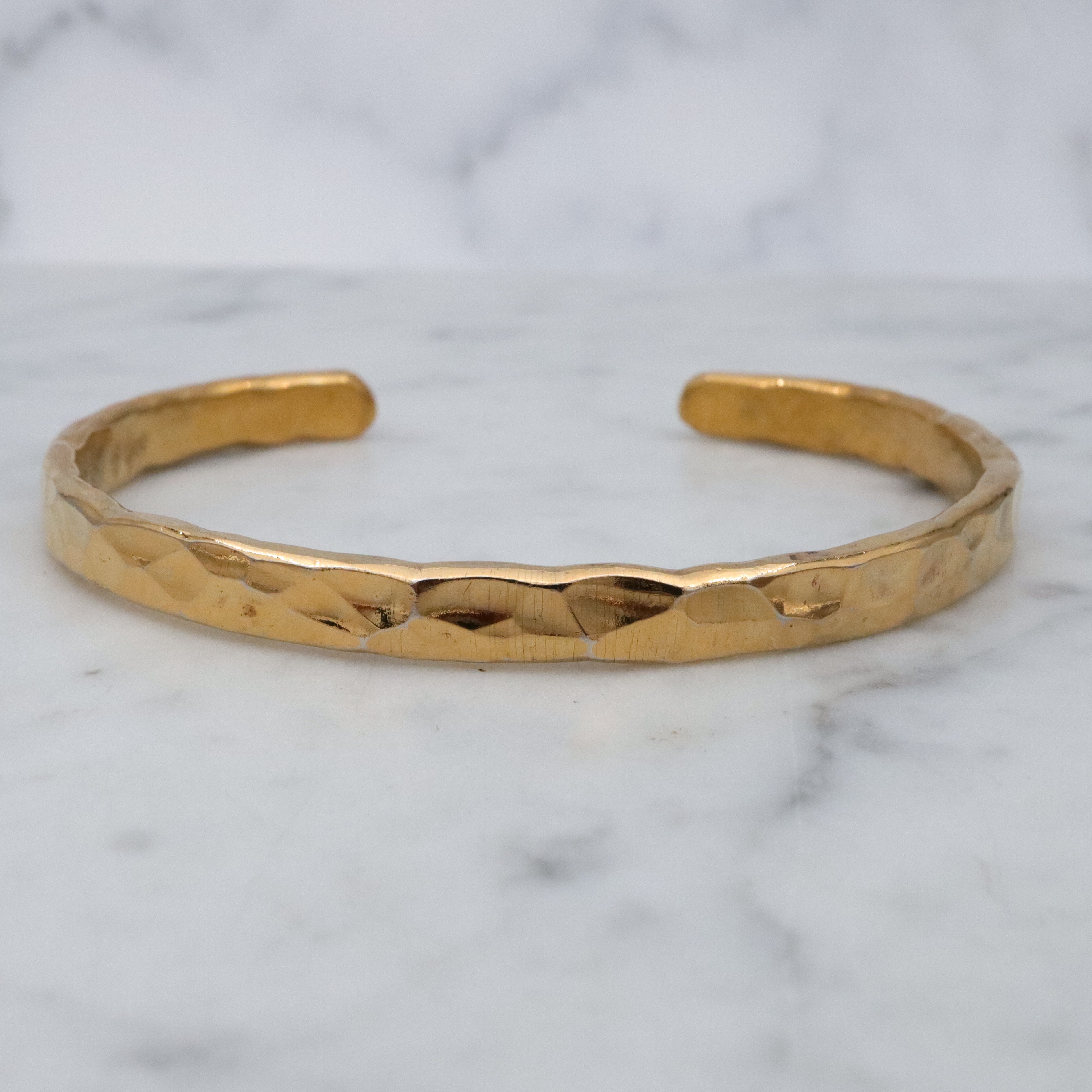 Retro handmade gold plated hammered sterling cuff bracelet