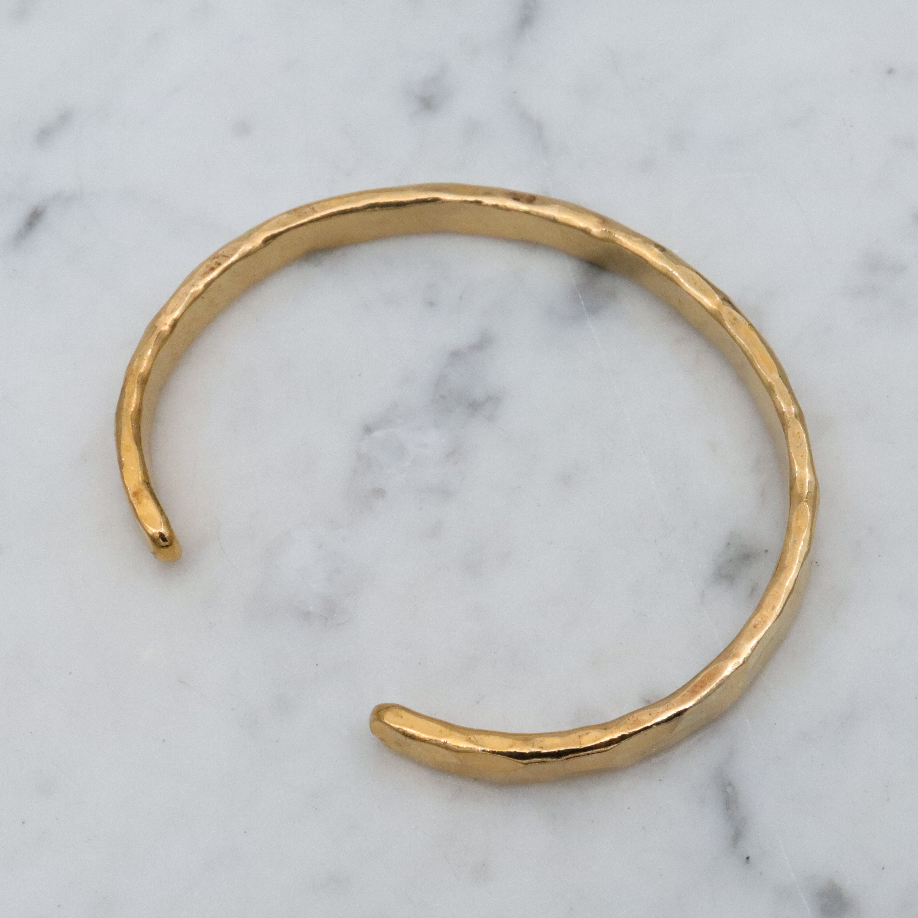 Retro handmade gold plated hammered sterling cuff bracelet