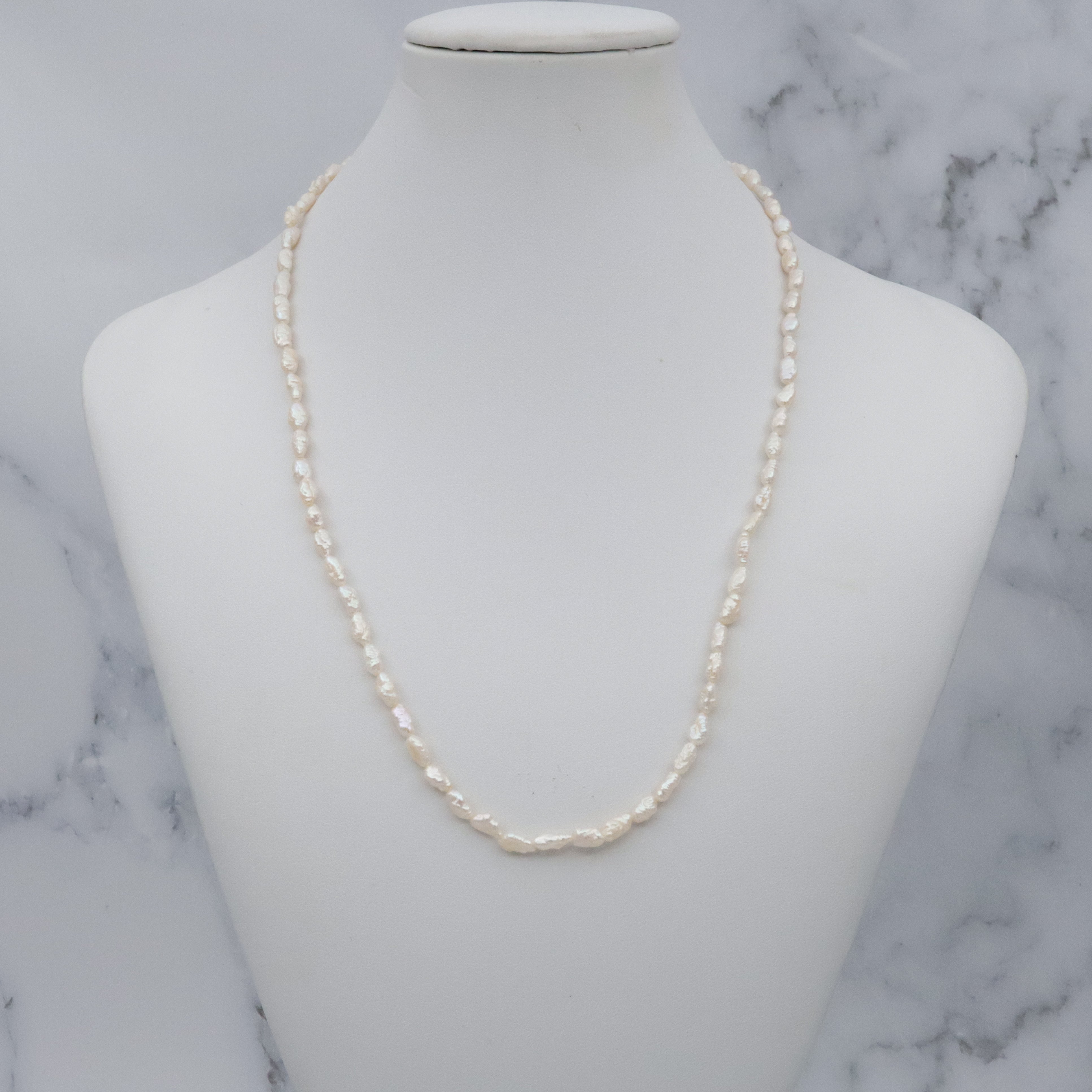 Deco Revival genuine baroque pearl beaded necklace w/gold filled clasp 18