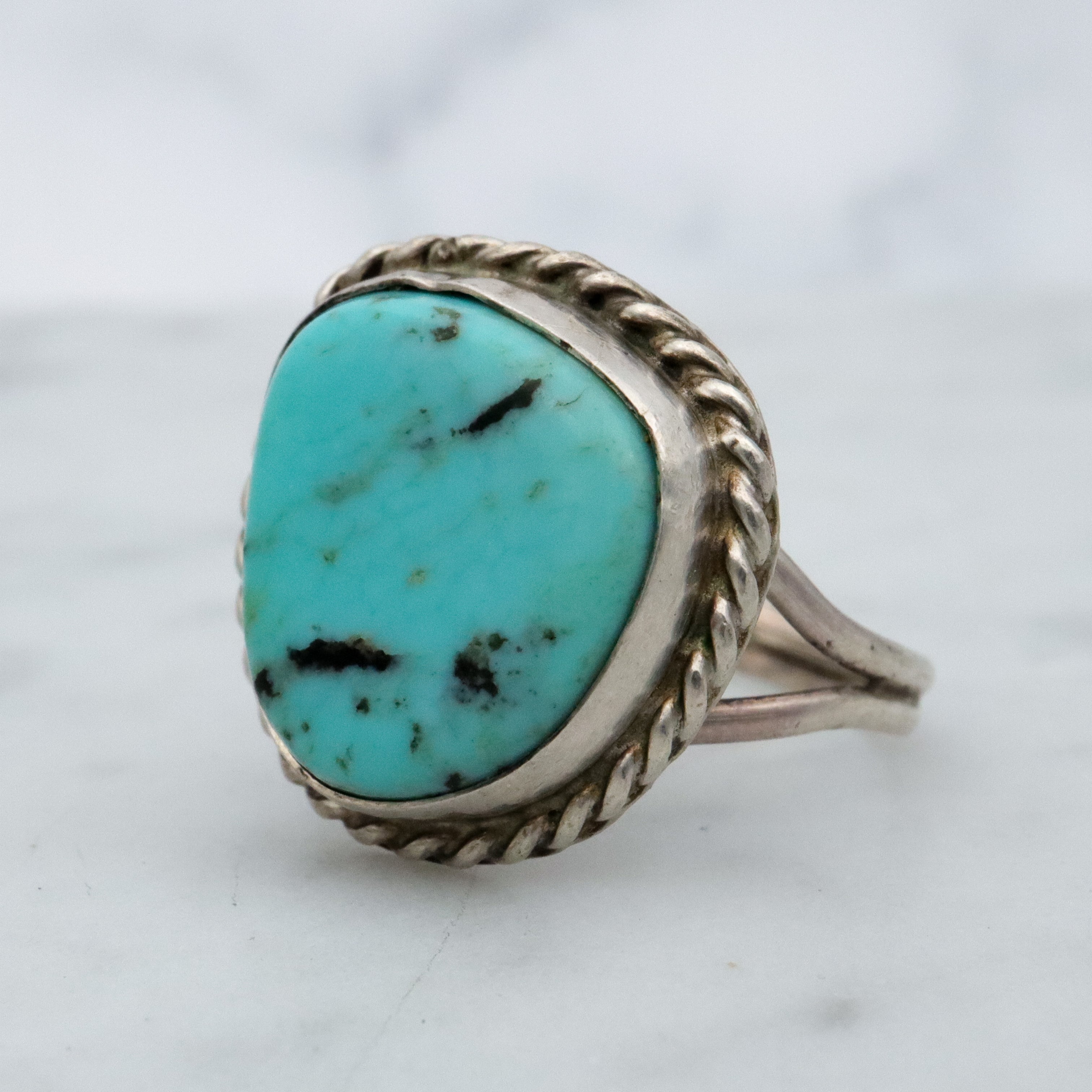 Vintage Navajo sterling turquoise ring, size 6.5