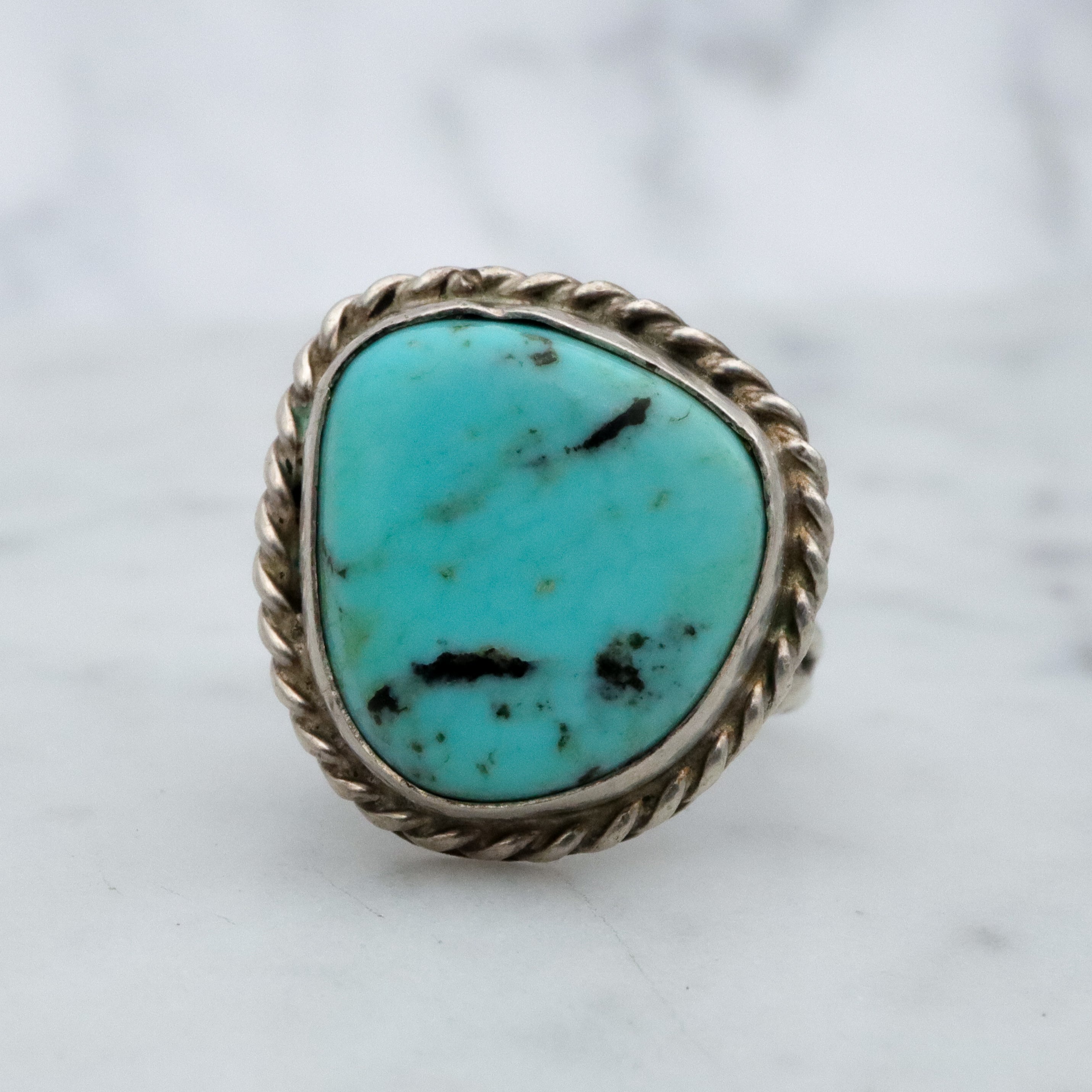 Vintage Navajo sterling turquoise ring, size 6.5