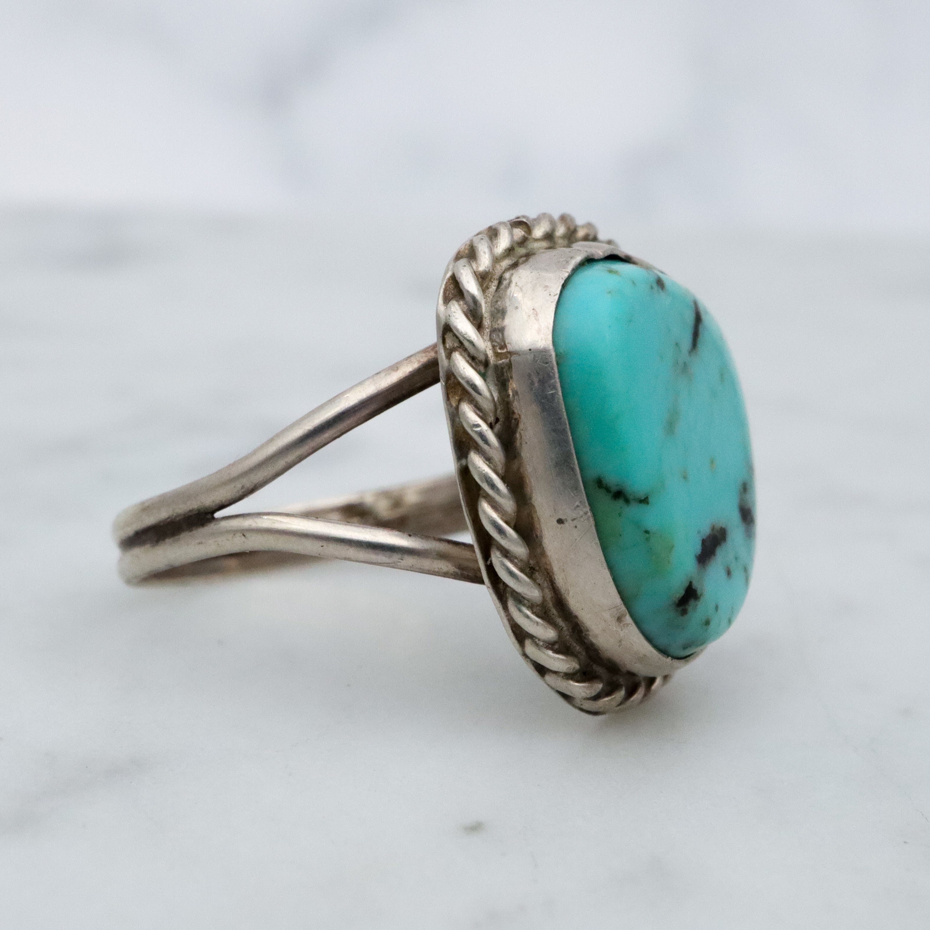 Vintage Navajo sterling turquoise ring, size 6.5