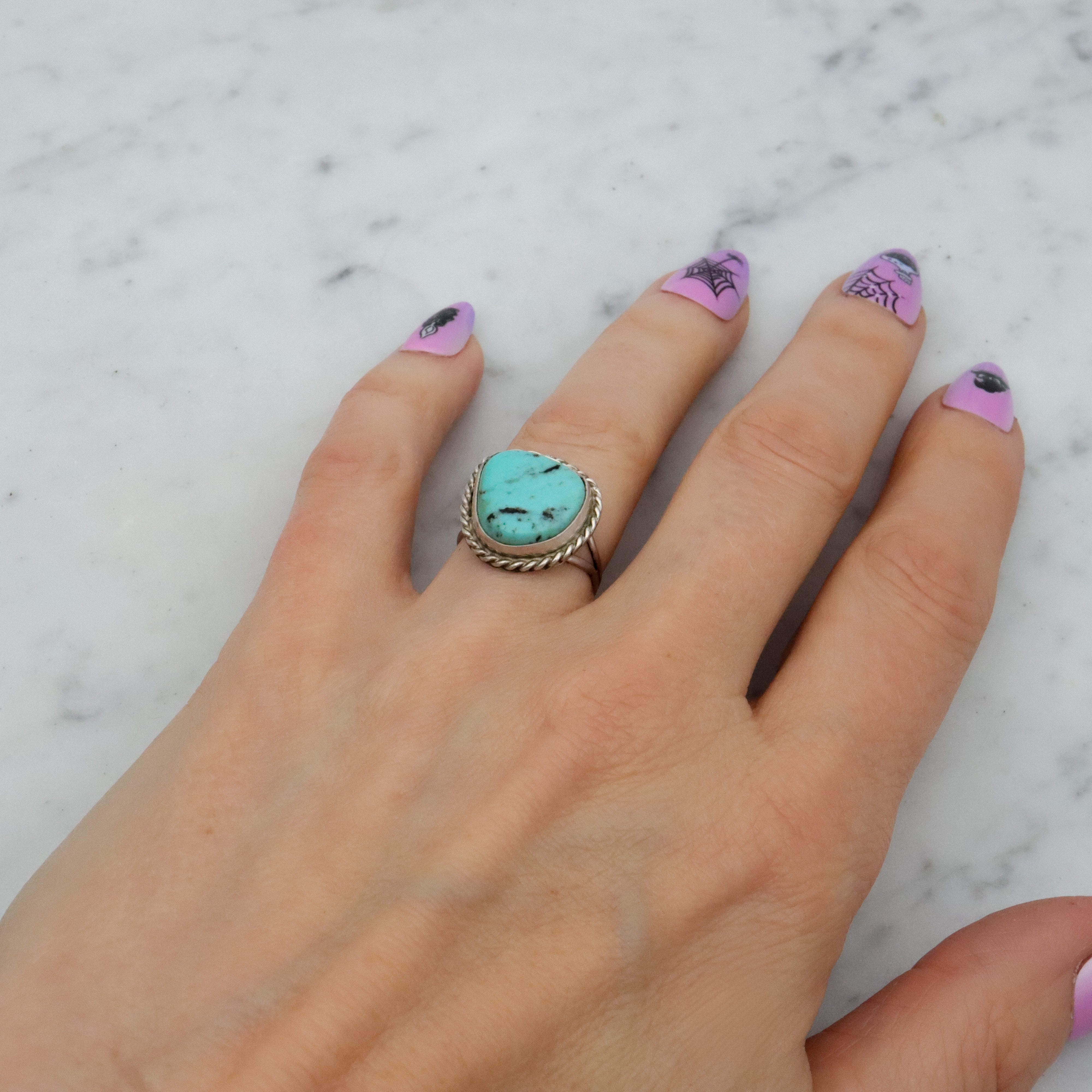 Vintage Navajo sterling turquoise ring, size 6.5