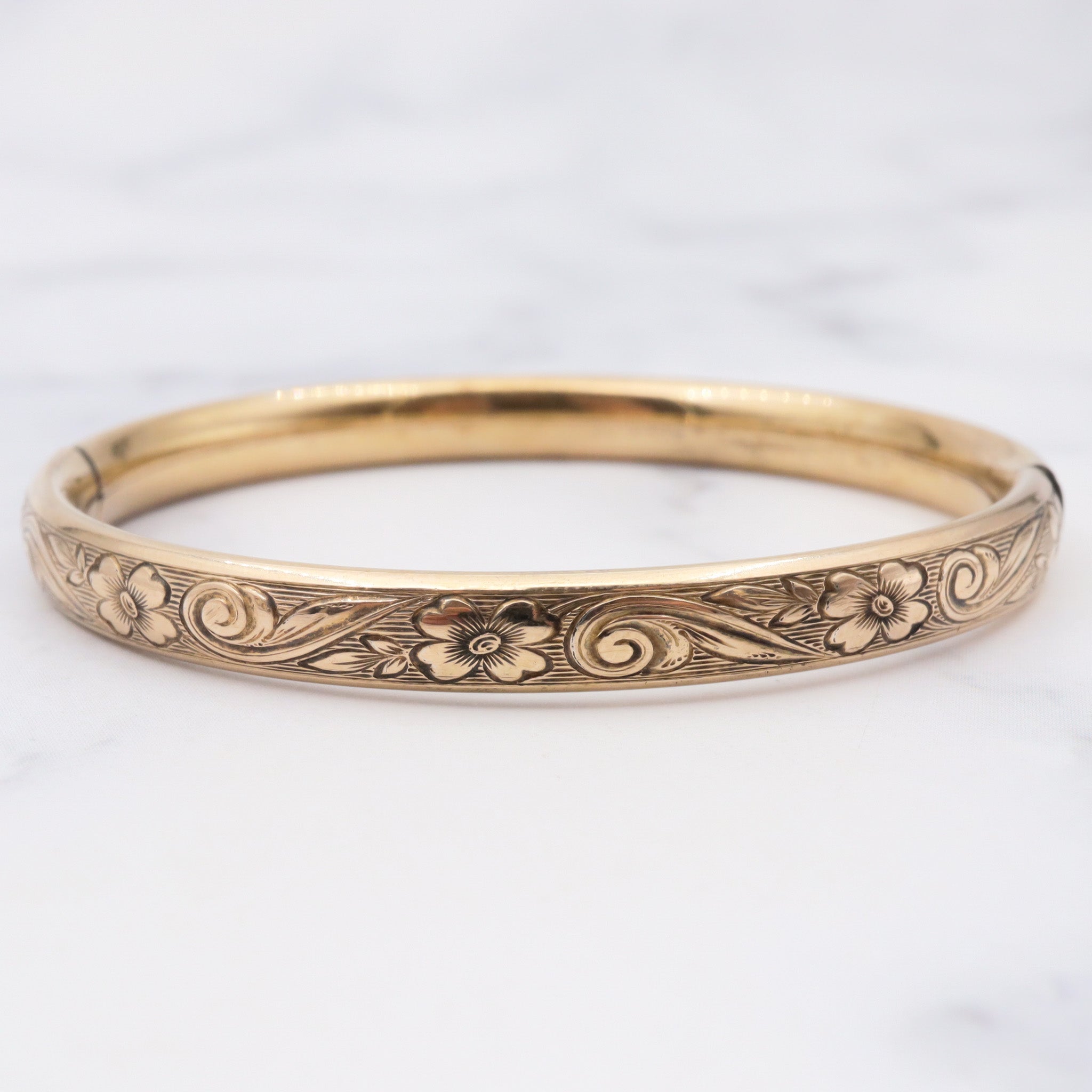Antique Victorian 12k gold-filled over sterling hinged child's bangle