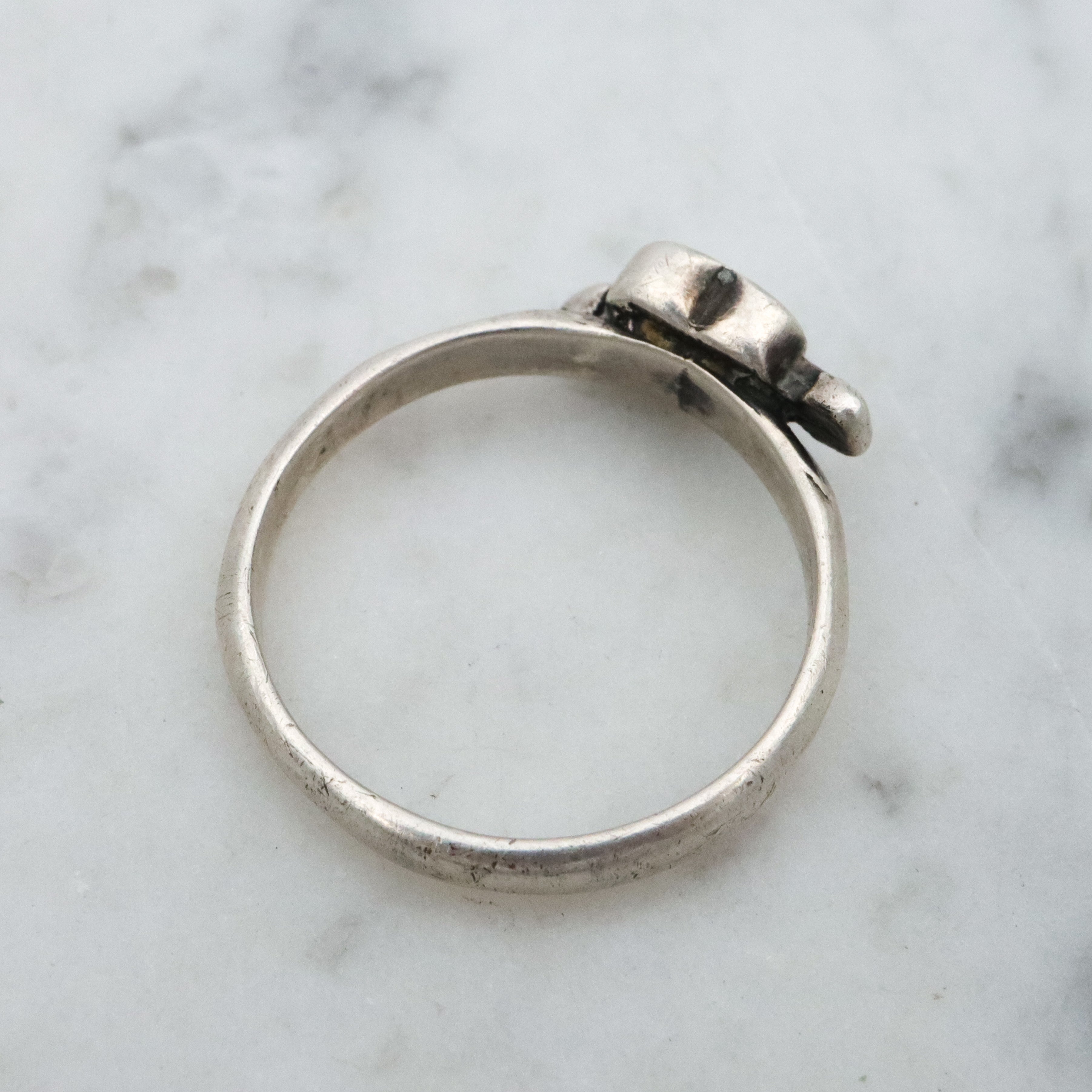 Retro Navajo sterling turquoise heart & arrow by Steeve Francisco, size 6.75