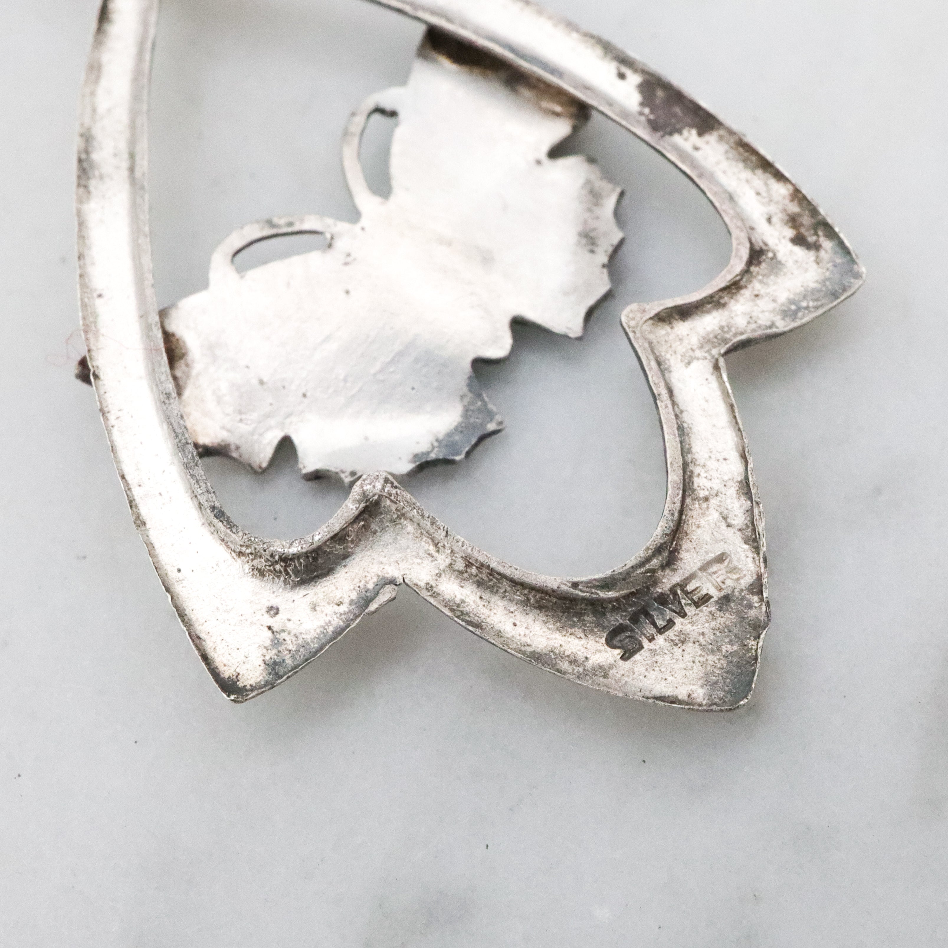 Antique Art Deco Scandinavian sterling enamel butterfly pendant