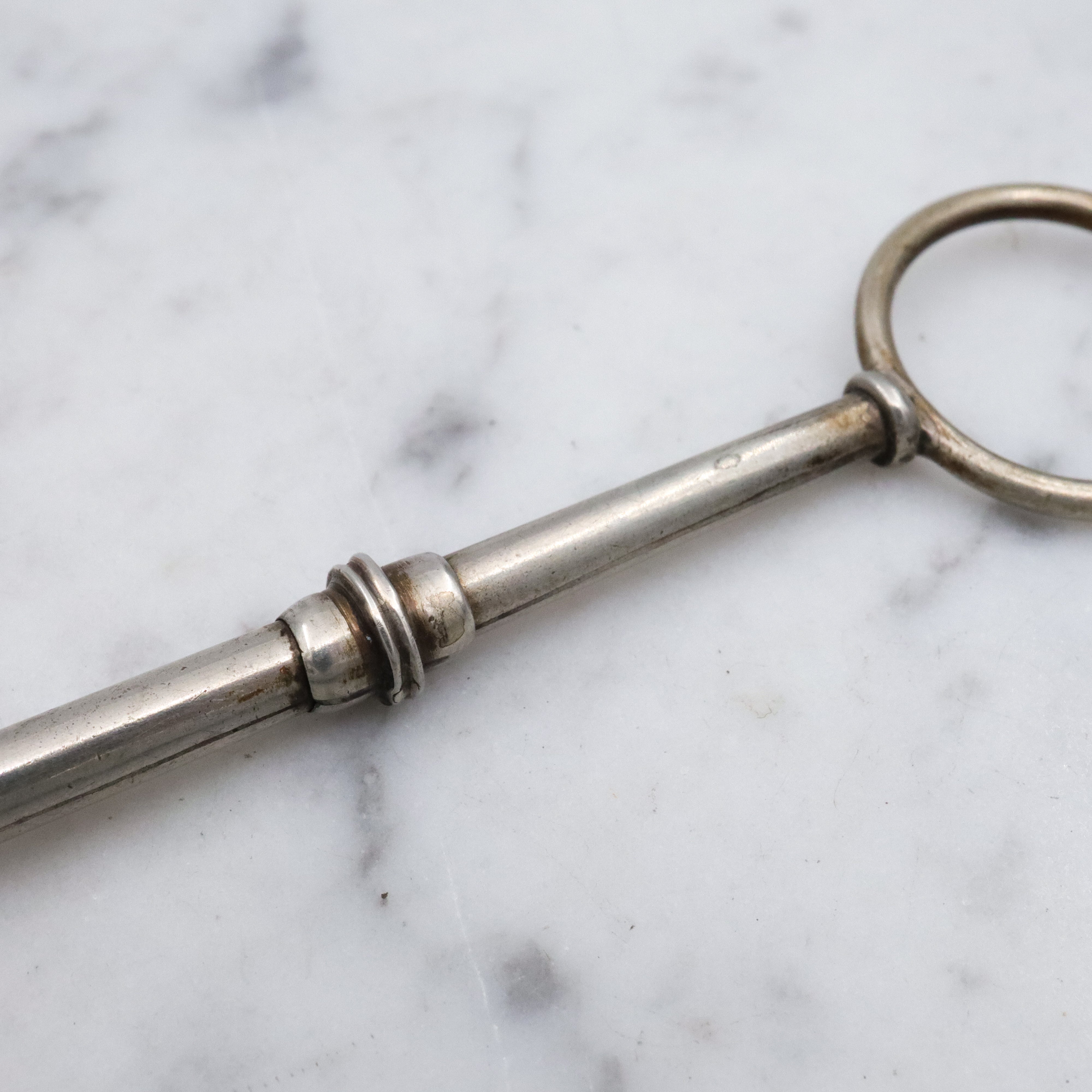 Antique Art Deco silver plated folding lorgnette opera glasses