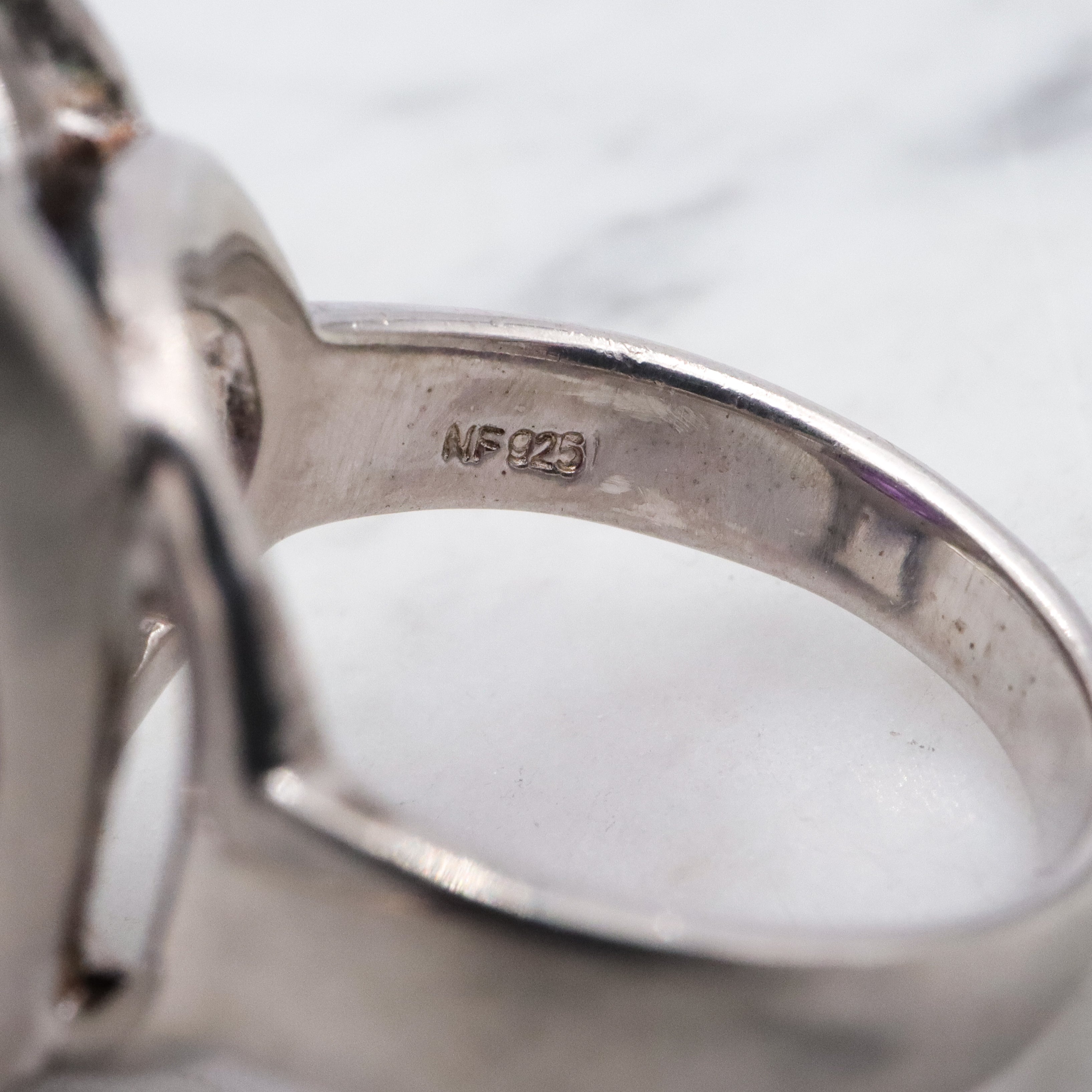 Retro huge checkerboard cut faux amethyst sterling cocktail ring, size 8