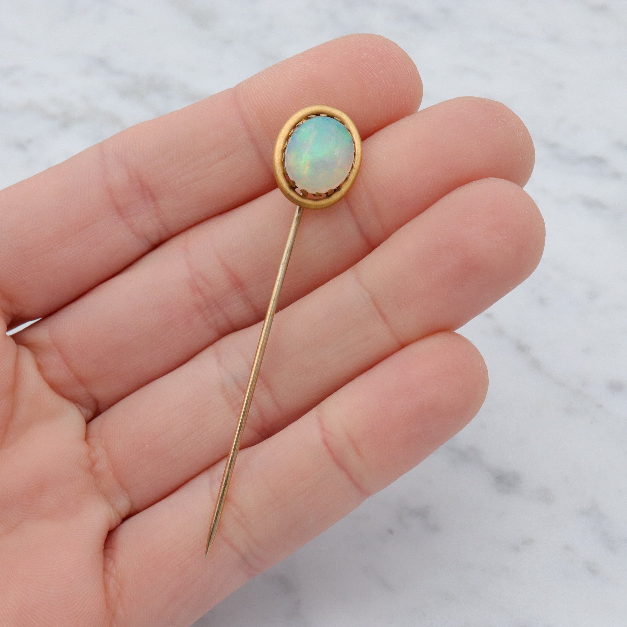 Antique Victorian gilt metal & opal stick pin