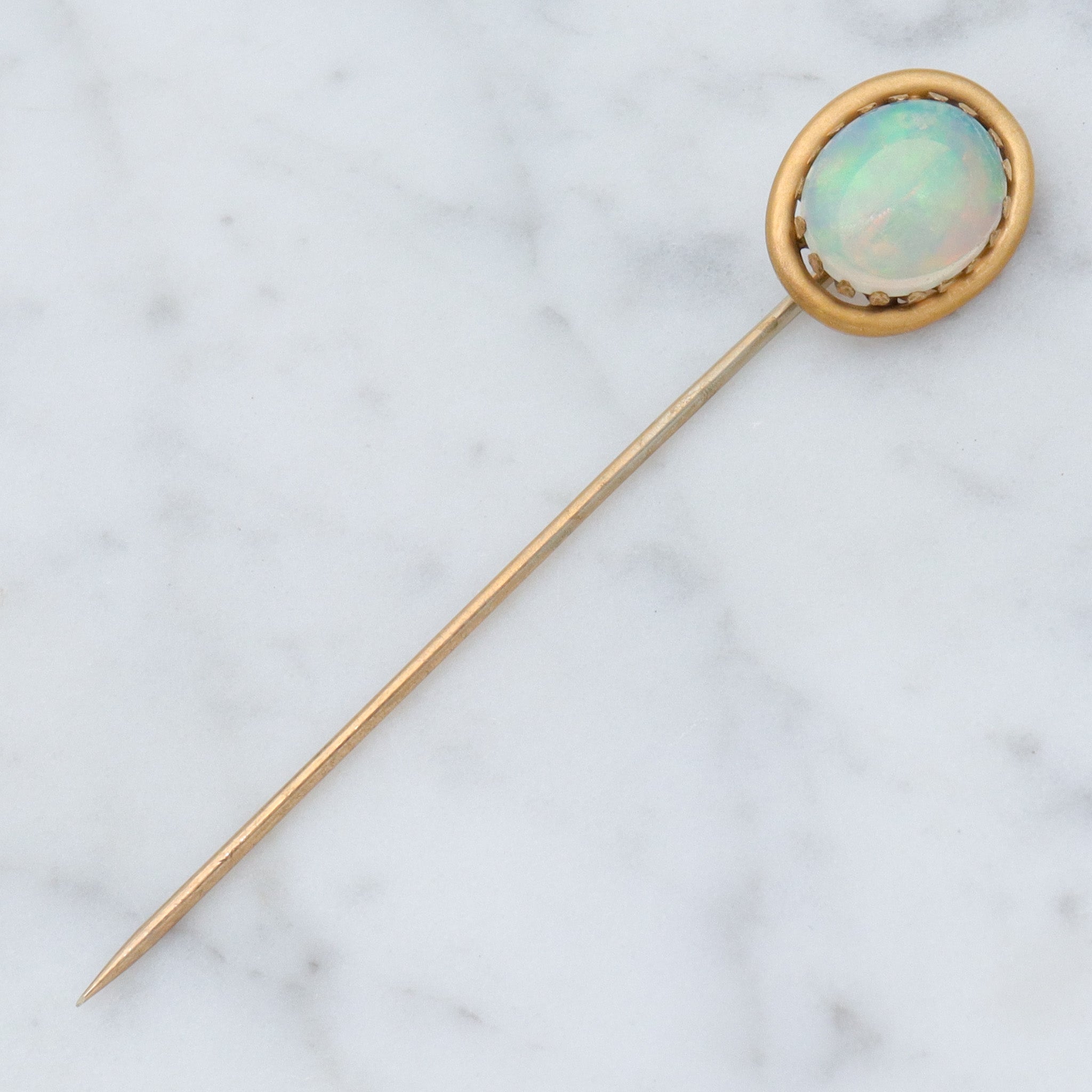Antique Victorian gilt metal & opal stick pin