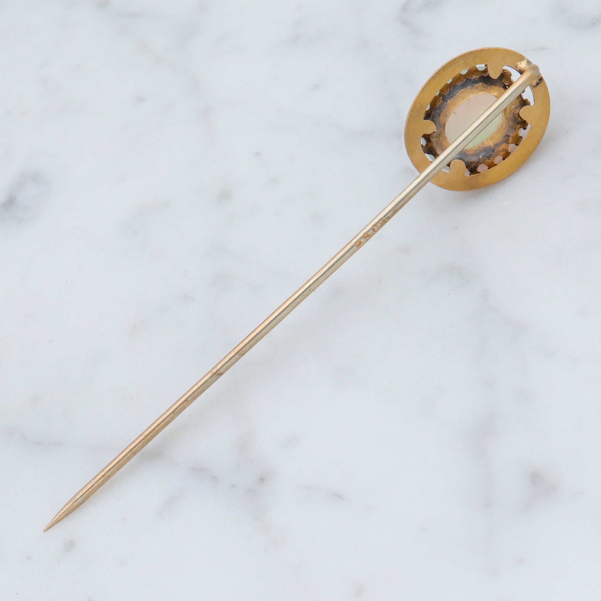 Antique Victorian gilt metal & opal stick pin