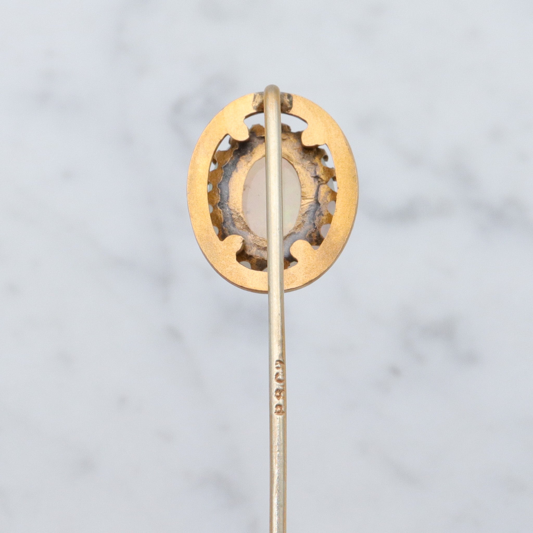 Antique Victorian gilt metal & opal stick pin