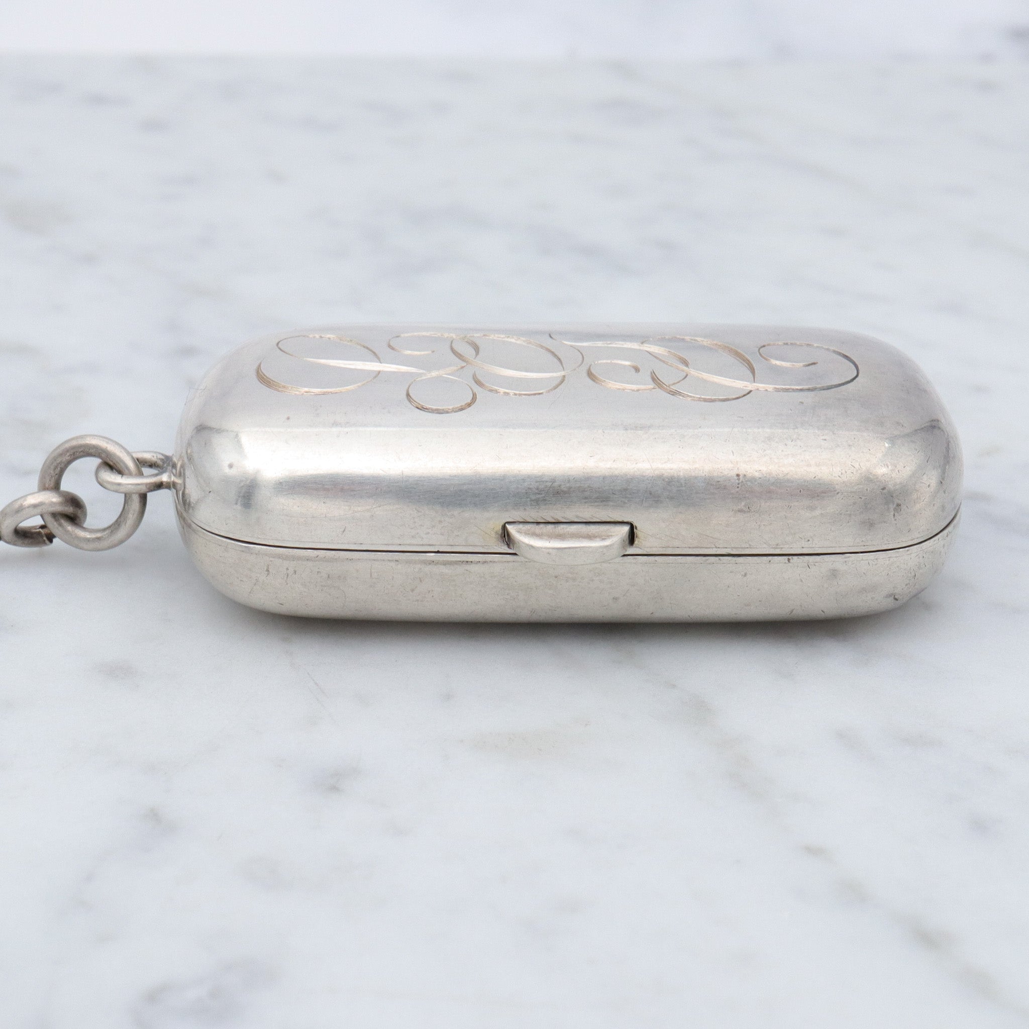 Antique Victorian finger ring Chatelaine with coin dispenser and pill box by R. Blackington & co.