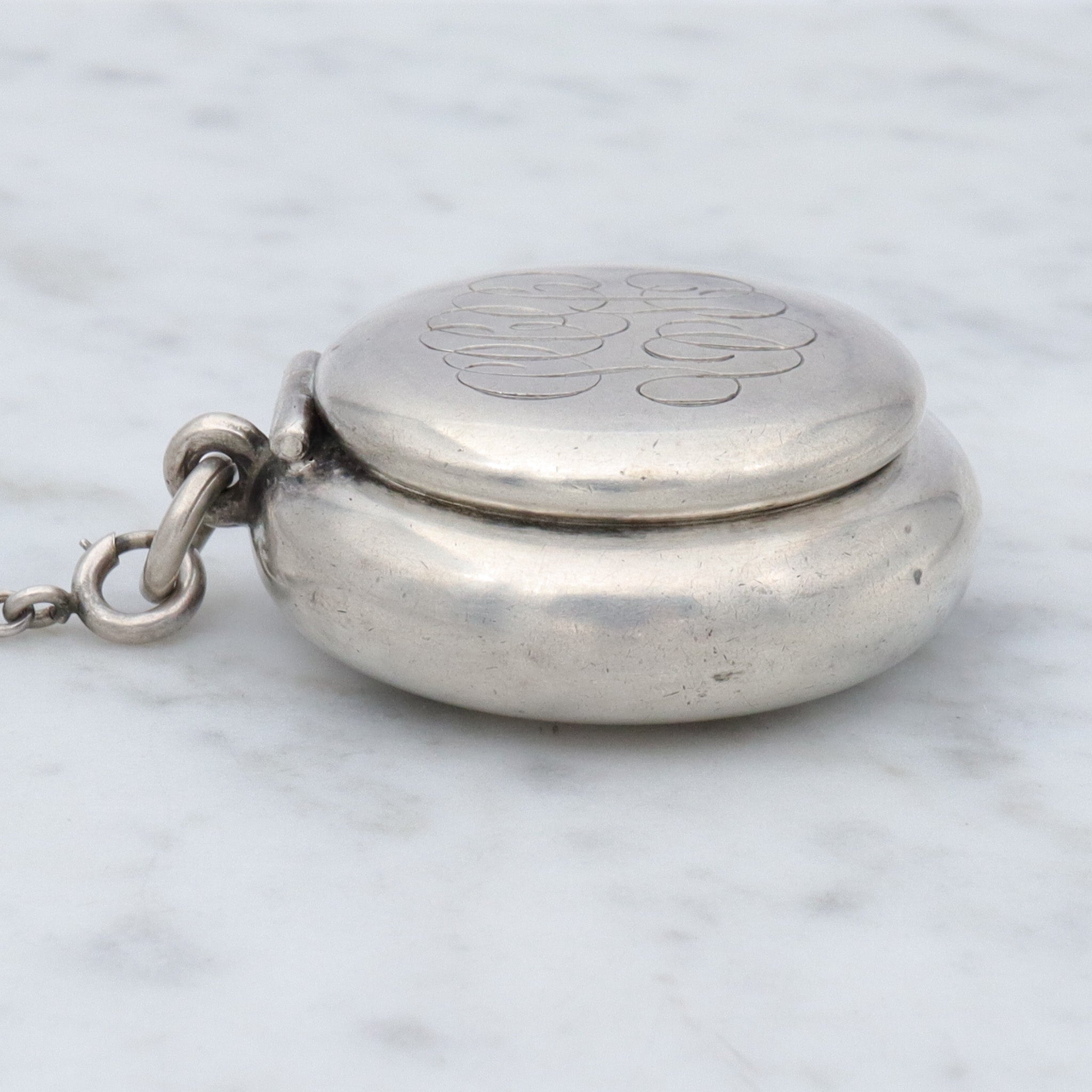 Antique Victorian finger ring Chatelaine with coin dispenser and pill box by R. Blackington & co.