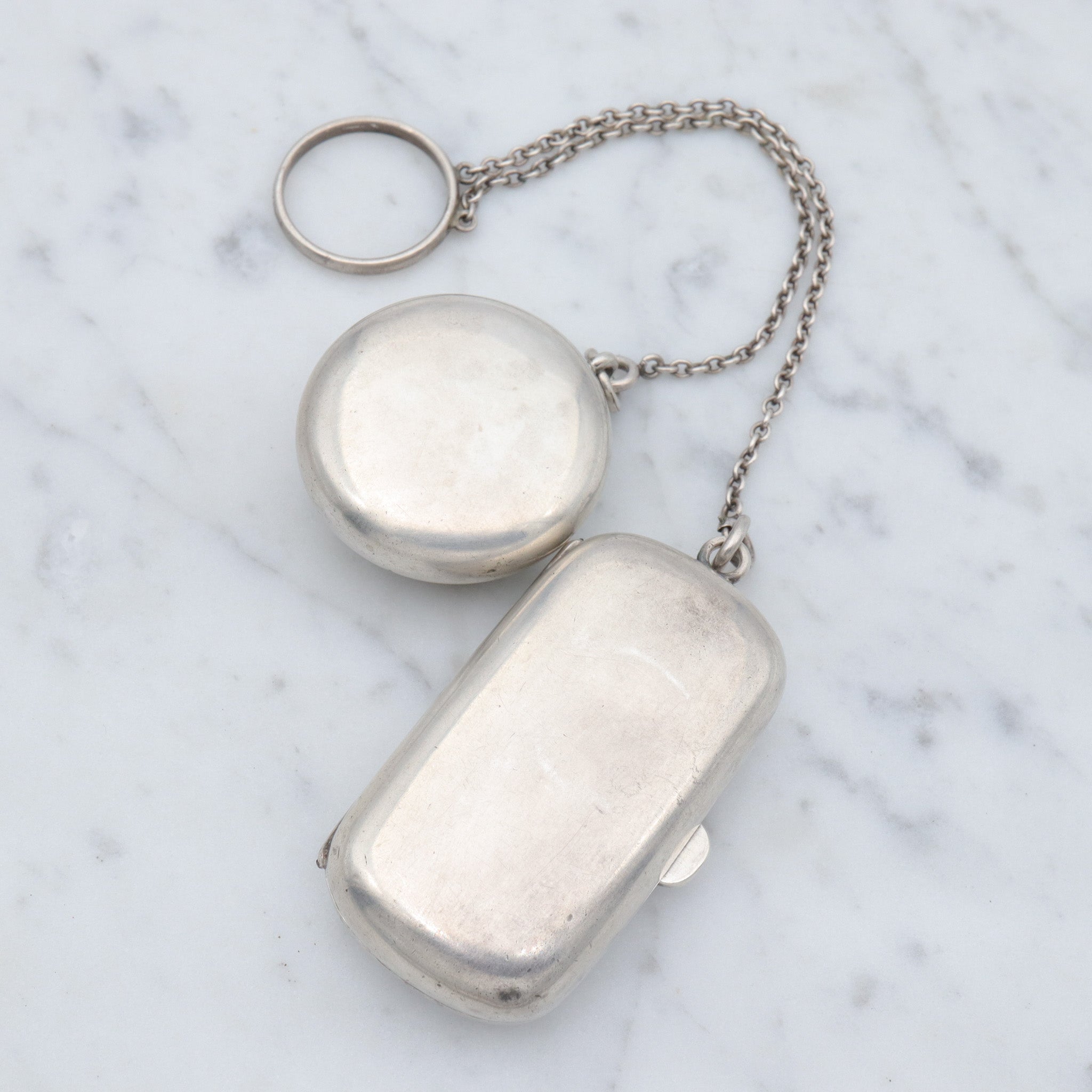 Antique Victorian finger ring Chatelaine with coin dispenser and pill box by R. Blackington & co.