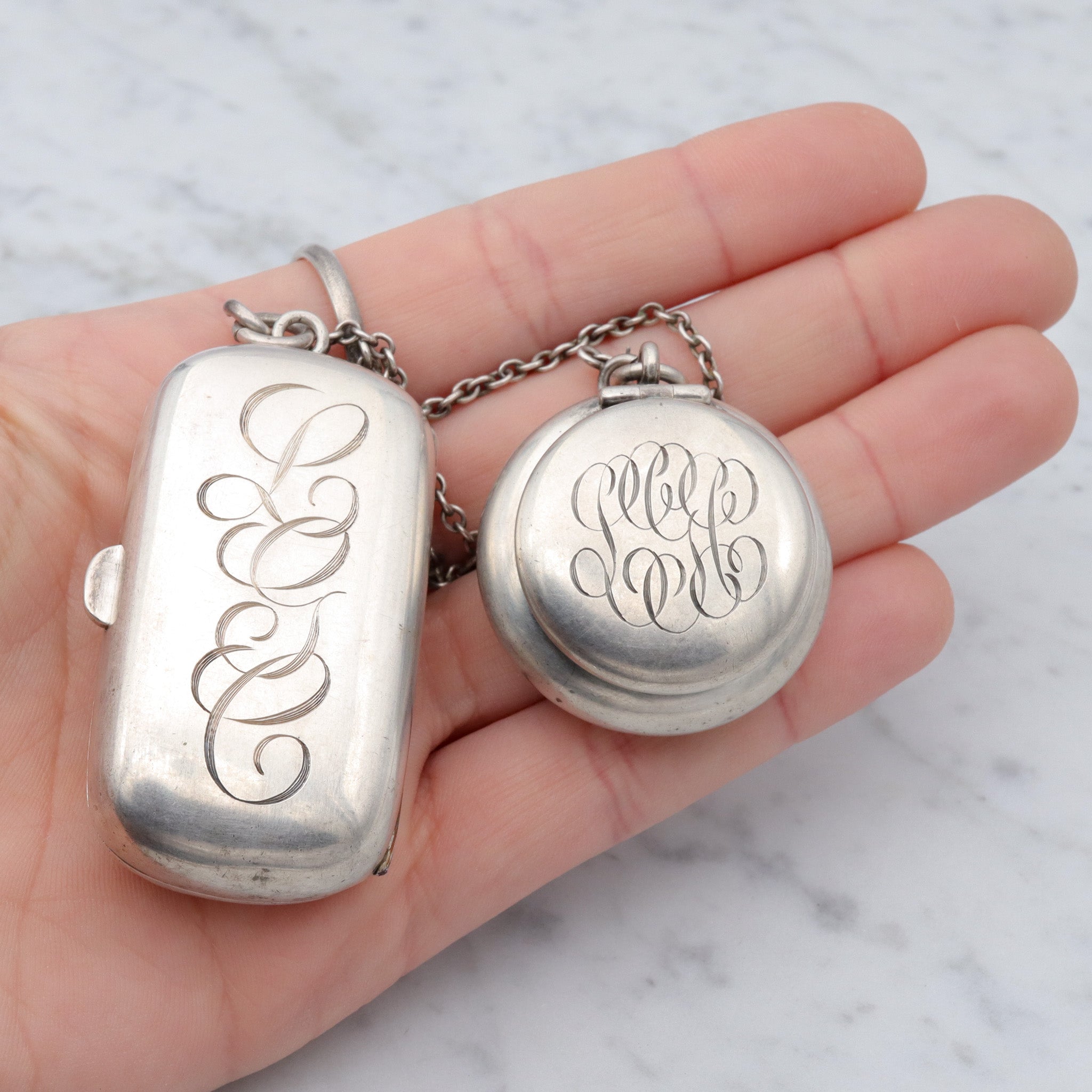 Antique Victorian finger ring Chatelaine with coin dispenser and pill box by R. Blackington & co.