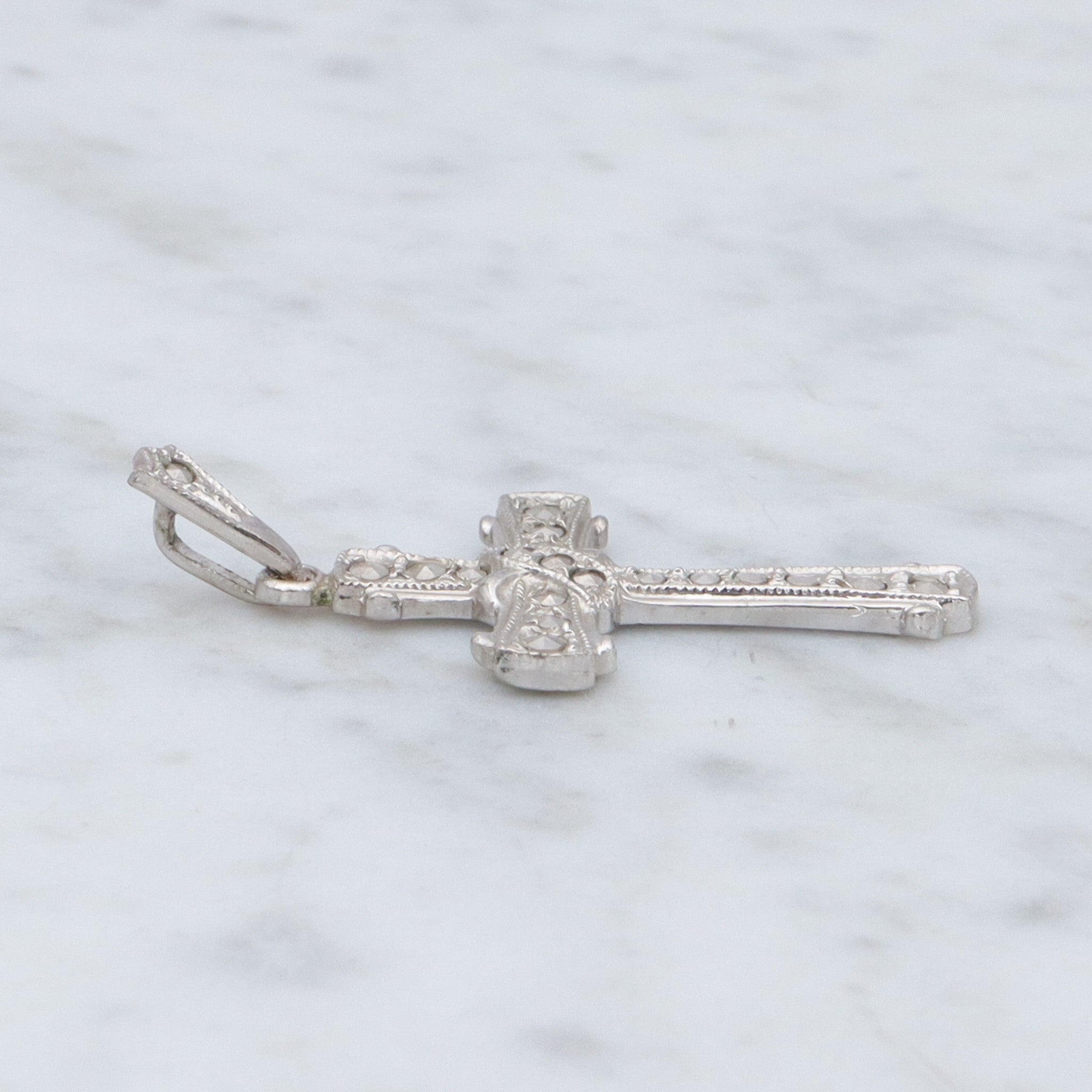 Antique Art Deco Theda sterling & marcasite cross pendant