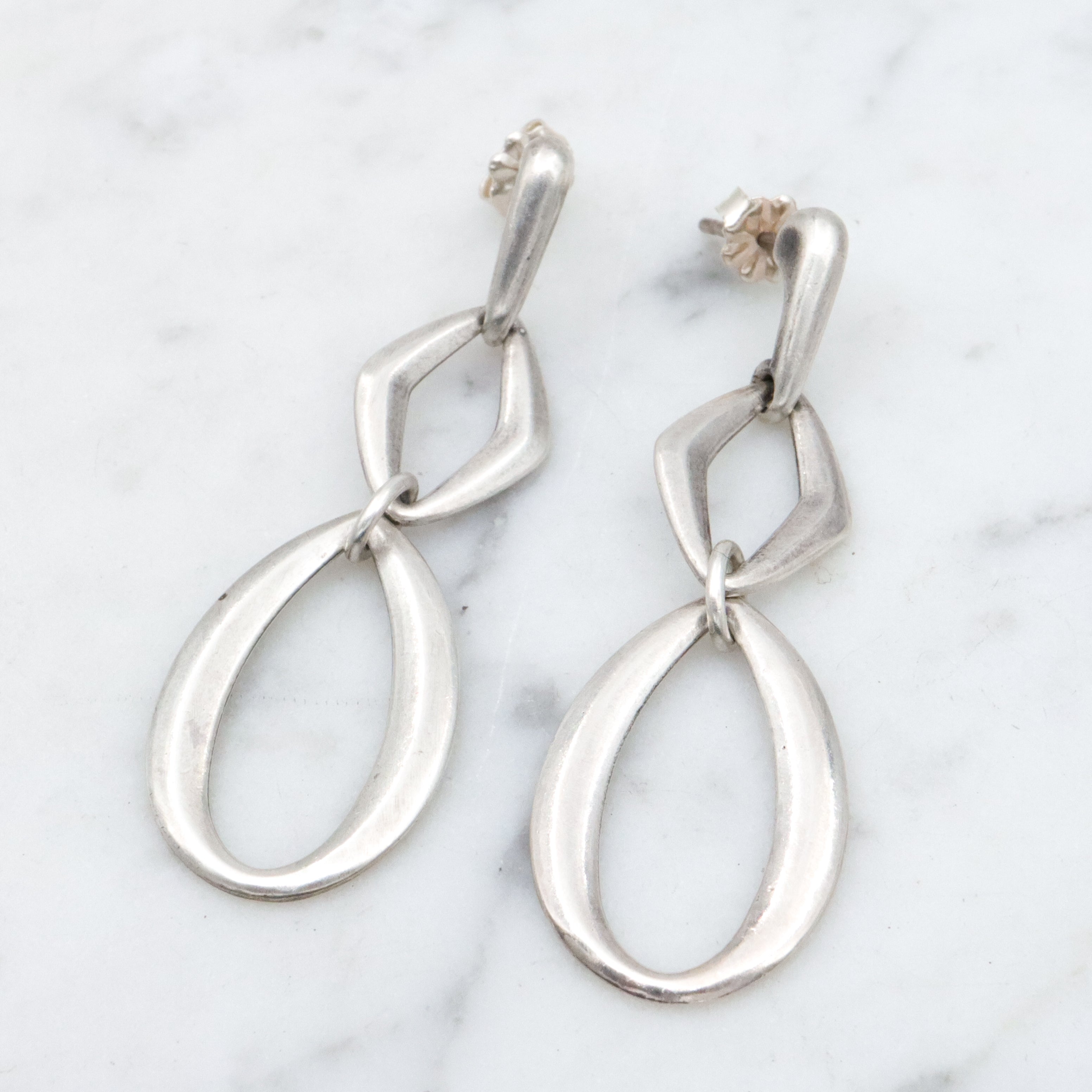 Retired James Avery geometric sterling drop earrings