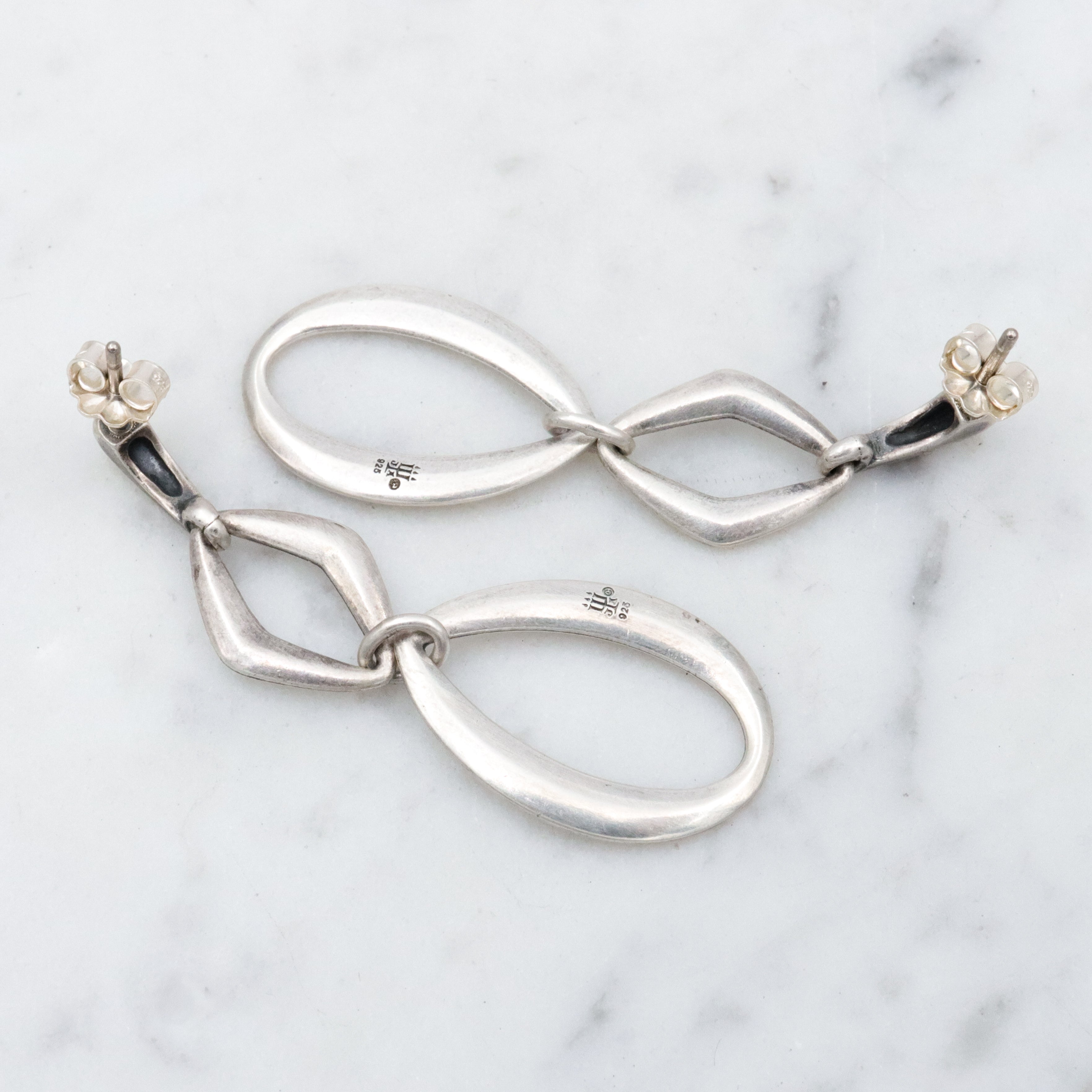 Retired James Avery geometric sterling drop earrings