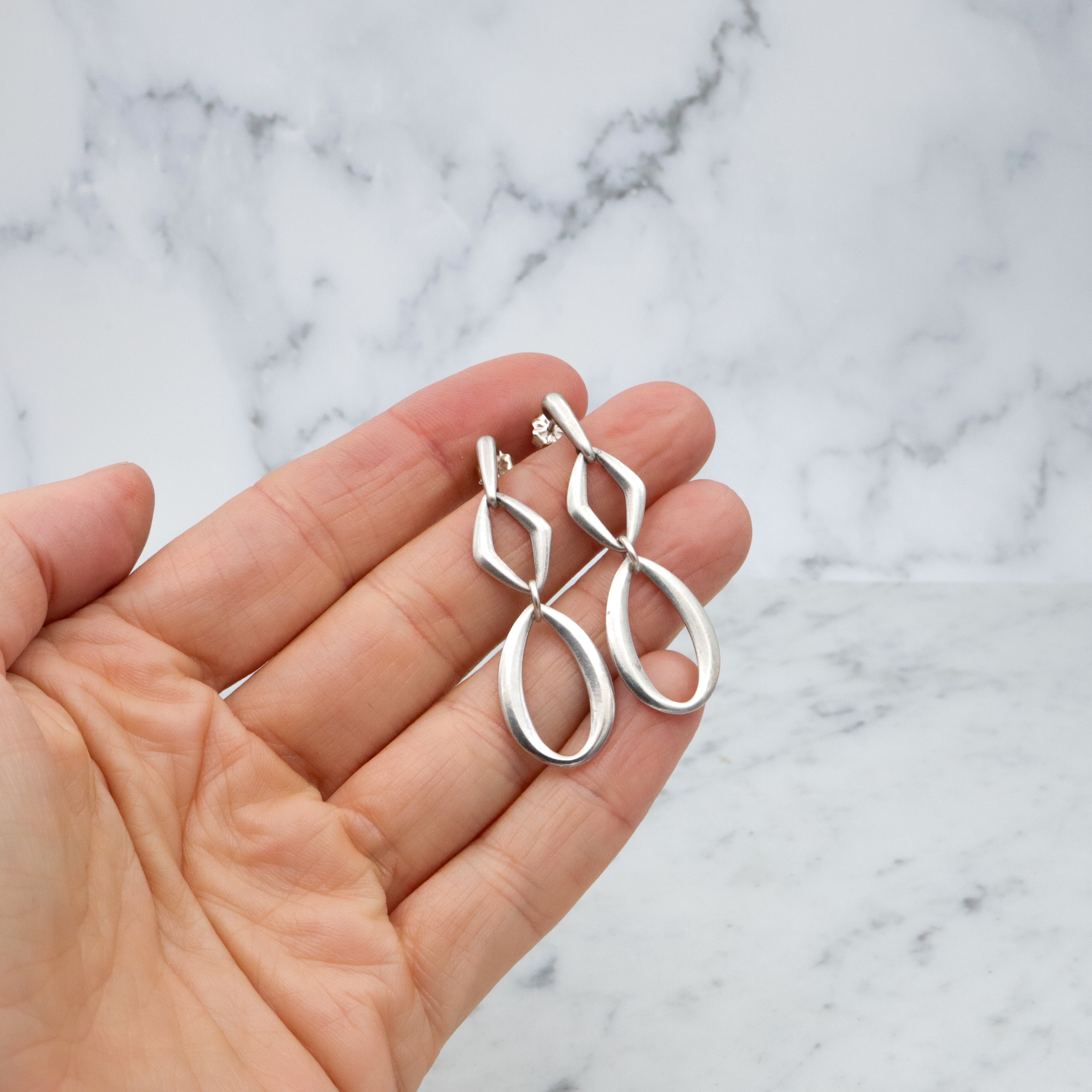 Retired James Avery geometric sterling drop earrings