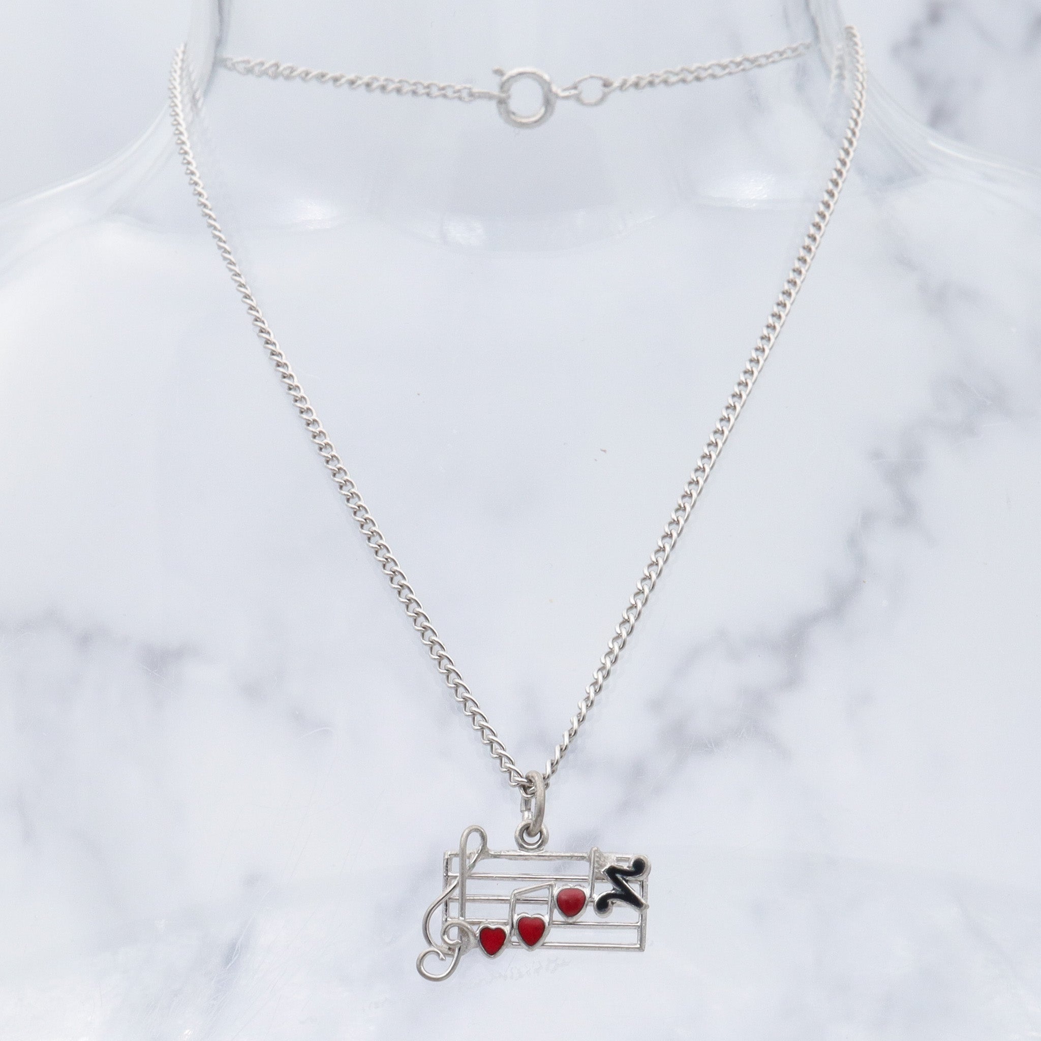 Vintage sterling & enamel charm pendant